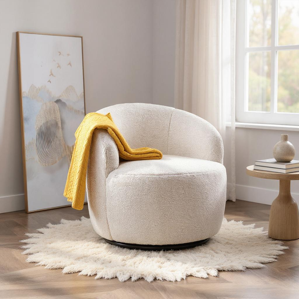 Denali Teddy Fabric Swivel Accent Armchair