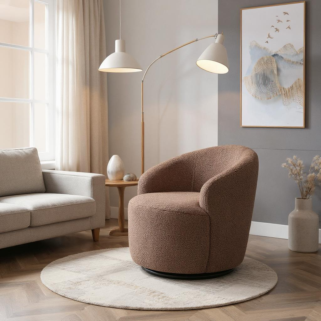 Denali Teddy Fabric Swivel Accent Armchair