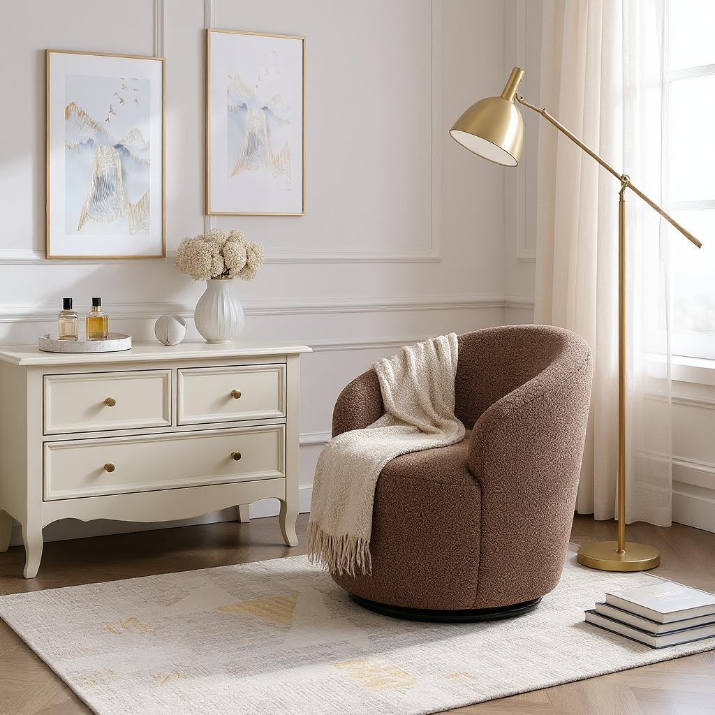 Denali Teddy Fabric Swivel Accent Armchair