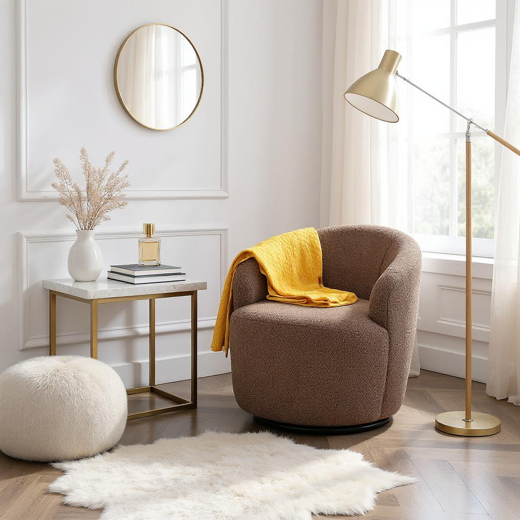 Denali Teddy Fabric Swivel Accent Armchair