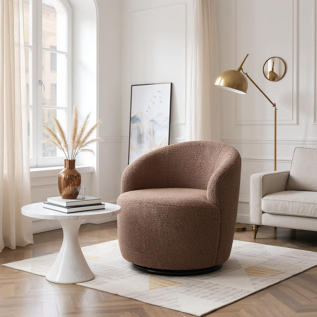 Denali Teddy Fabric Swivel Accent Armchair