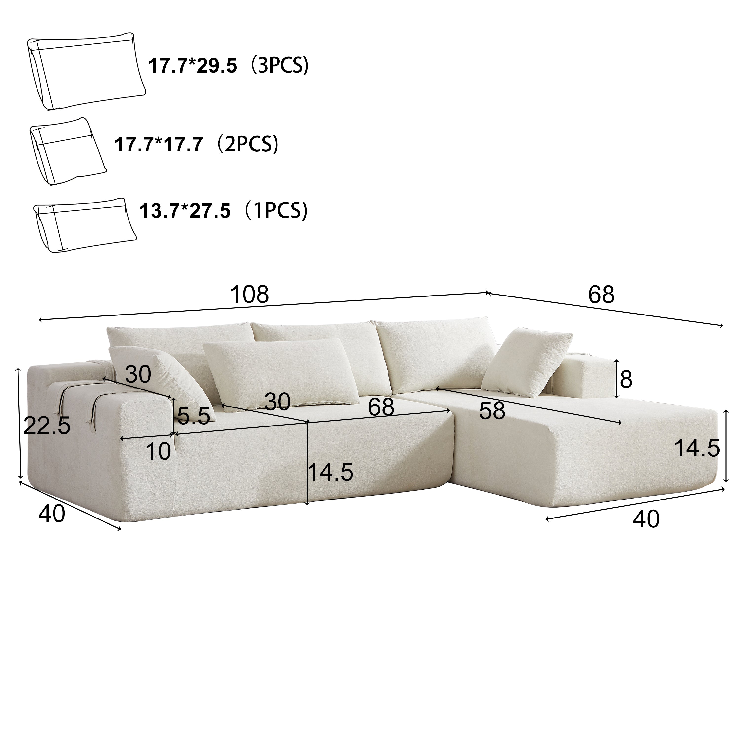 Nara Modular 108" L-Shaped Sectional Sofa
