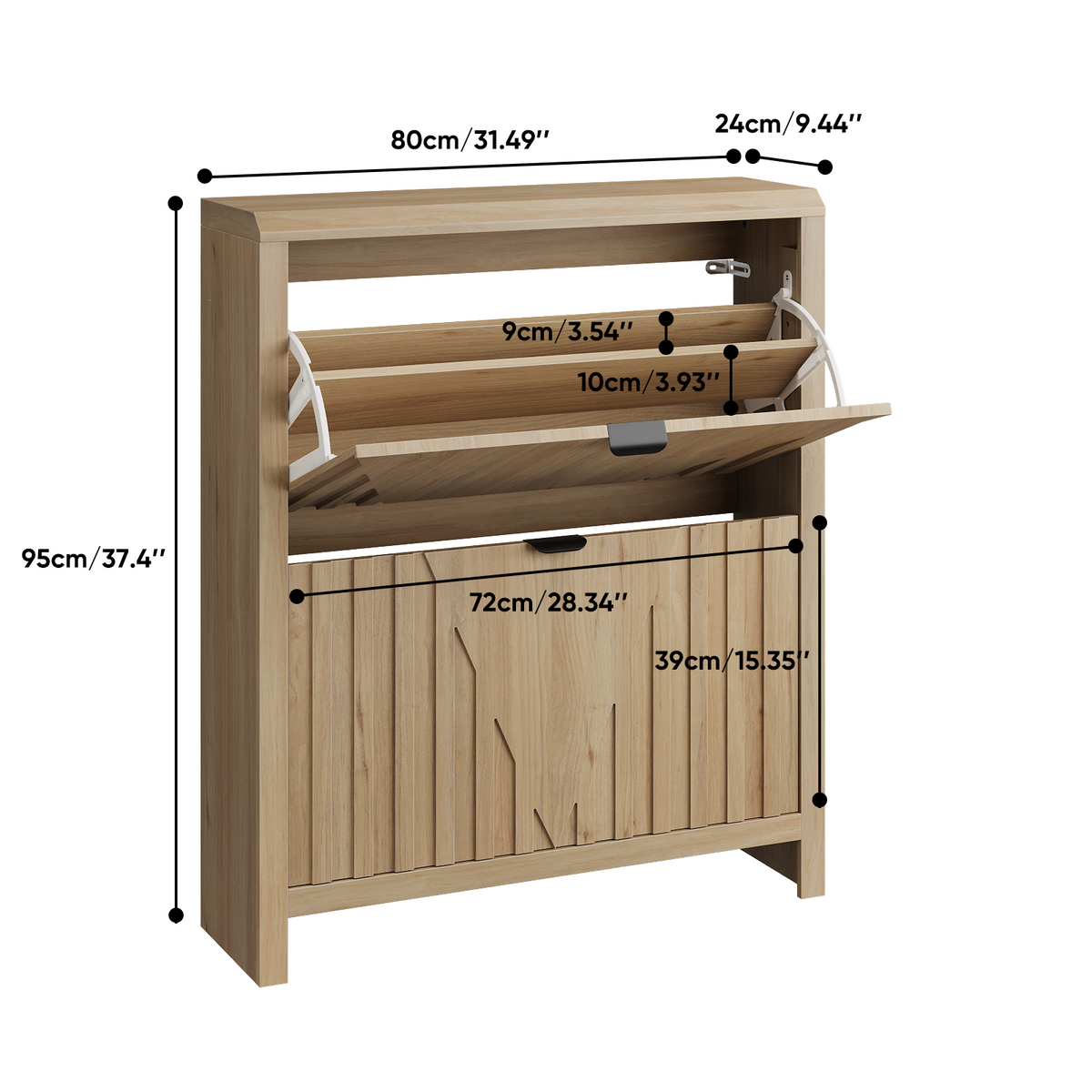 Mews 31.5" Slim Fluted Flip-Down Shoe Storage Cabinet