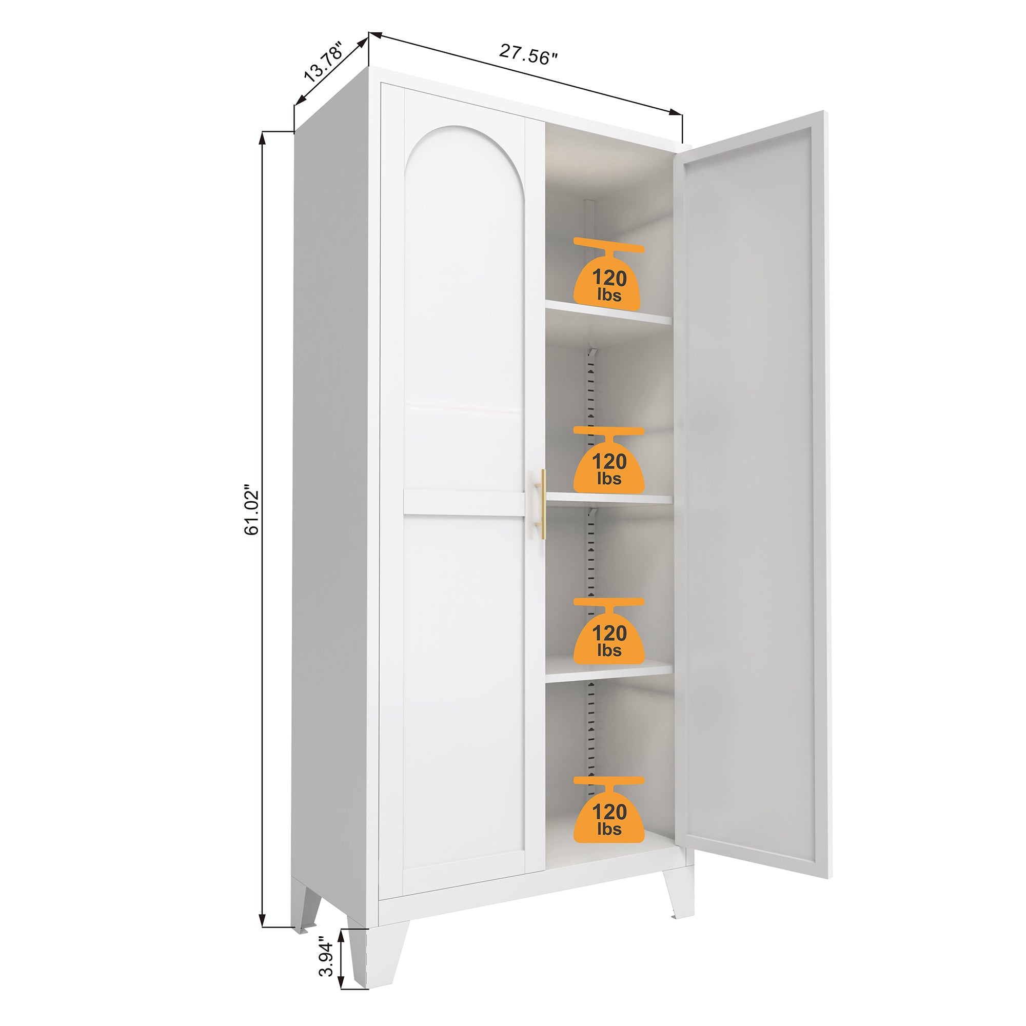 Elva 71" Lockable Storage Cabinet with Adjustable Shelves