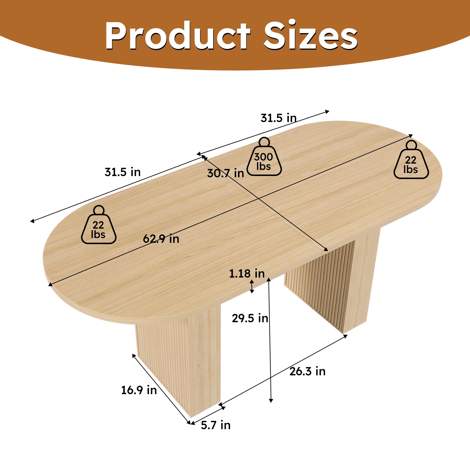 Tarn 63" Wood Oval Dining Table