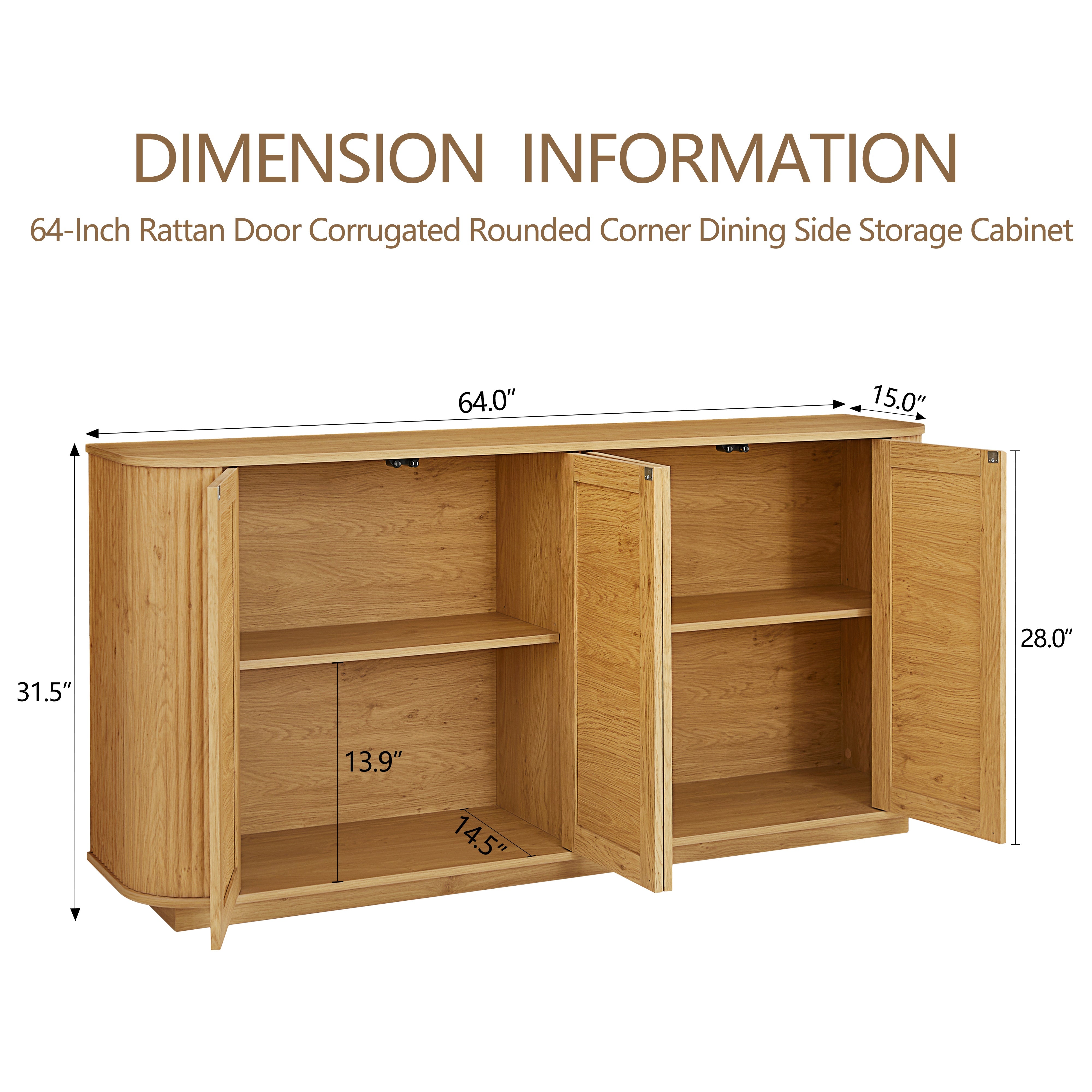 Corsica 64" Rattan Sideboard Storage Cabinet