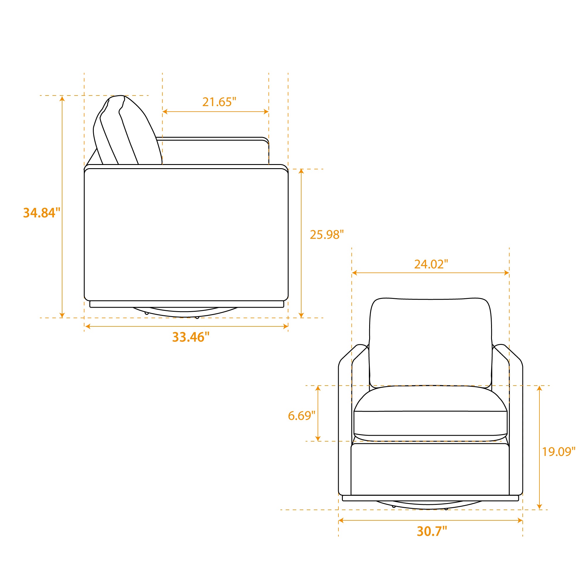 30.7"W Square Upholstered Swivel Accent Chair and Comfy Accent Single Sofa Chair, 360 Degree Club Chair