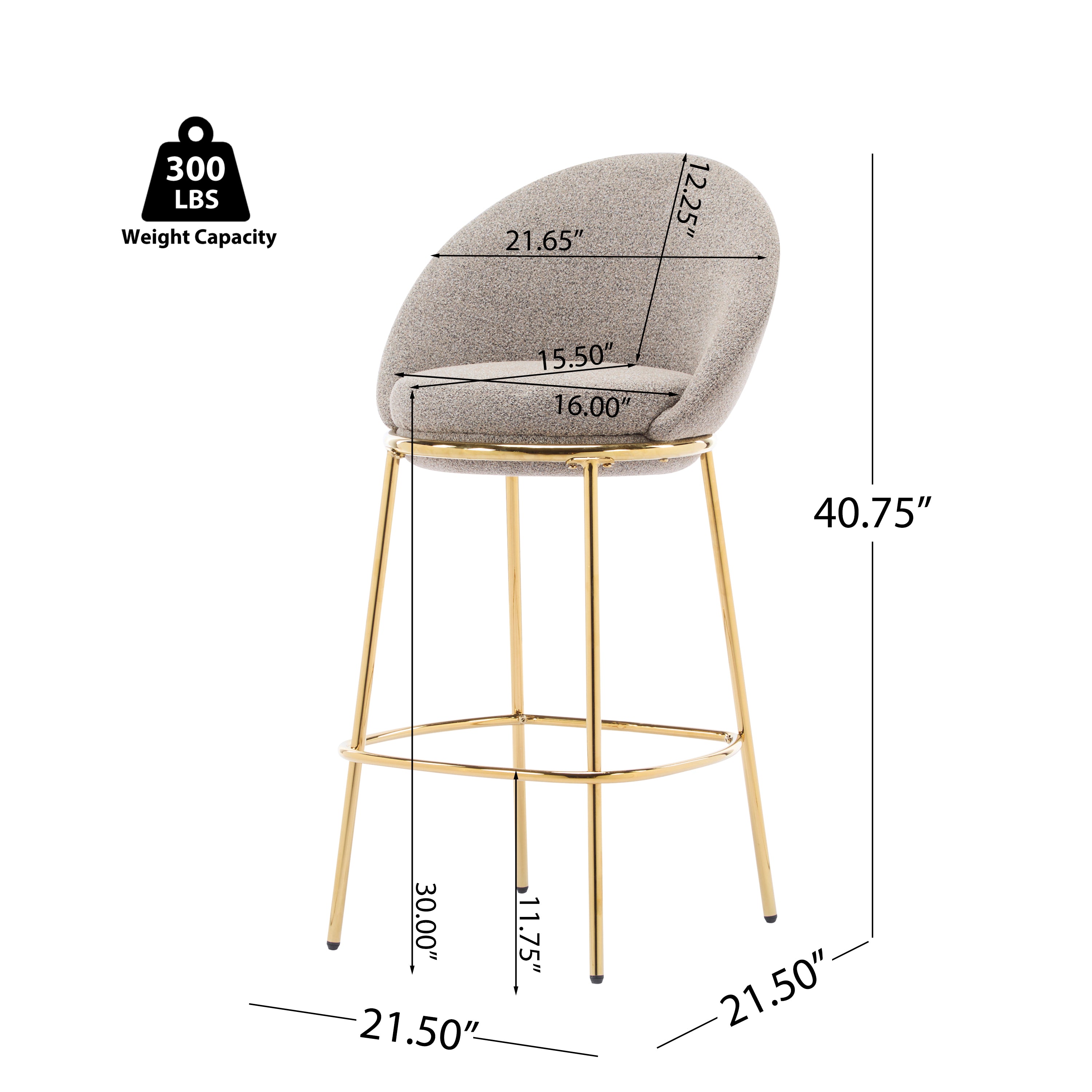 Yarra 30" Upholstered Bar Height Bar Stools Set of 2