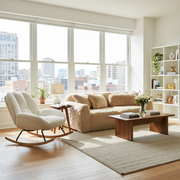 Durham Modular Loveseat Sofa with LITHOPS Beige Rocking Accent Chair Set