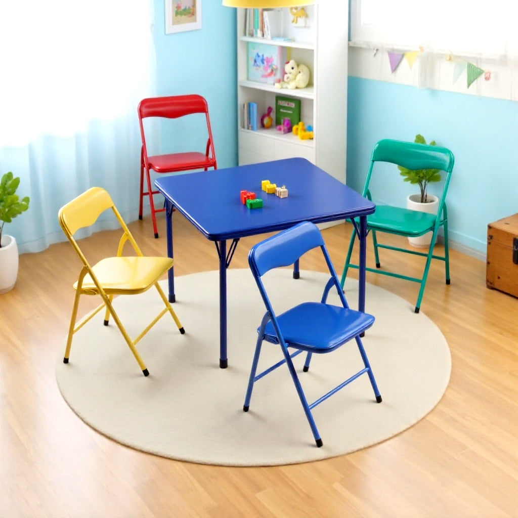 Page Multicolor Small Folding Table and Chair Set, Set of 3 or 5
