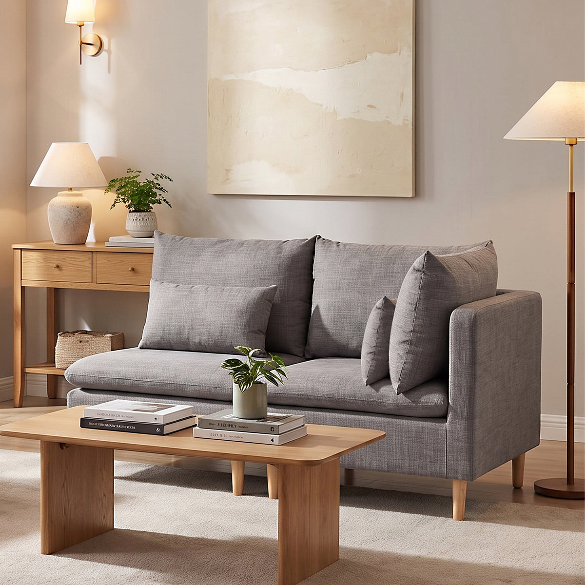 Homy Casa EDELINE 2PC Living Room Furniture Set Corner Sofa and Armless Chair in Brown Open Box