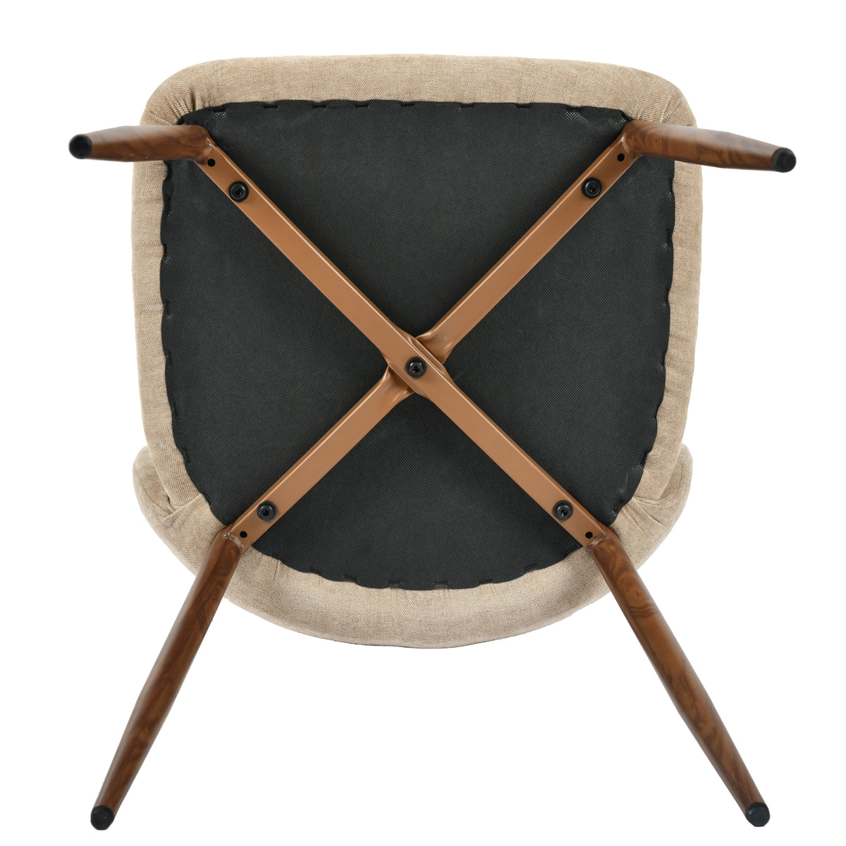 Elba Mid-Century Curved Back Upholstered Dining Chairs with Metal Legs Set of 4
