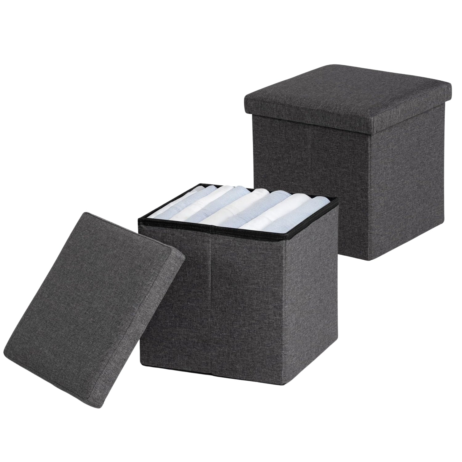 Elga Grey 15” Folding Ottoman with Hidden Storage