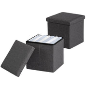 Homy Casa Elga Folding Ottoman 15" Storage Cube Seat in Grey