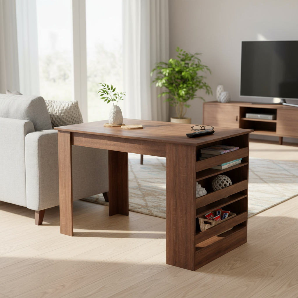 Homy Casa ELROY Dining Table 43.3" Brown Dining Room