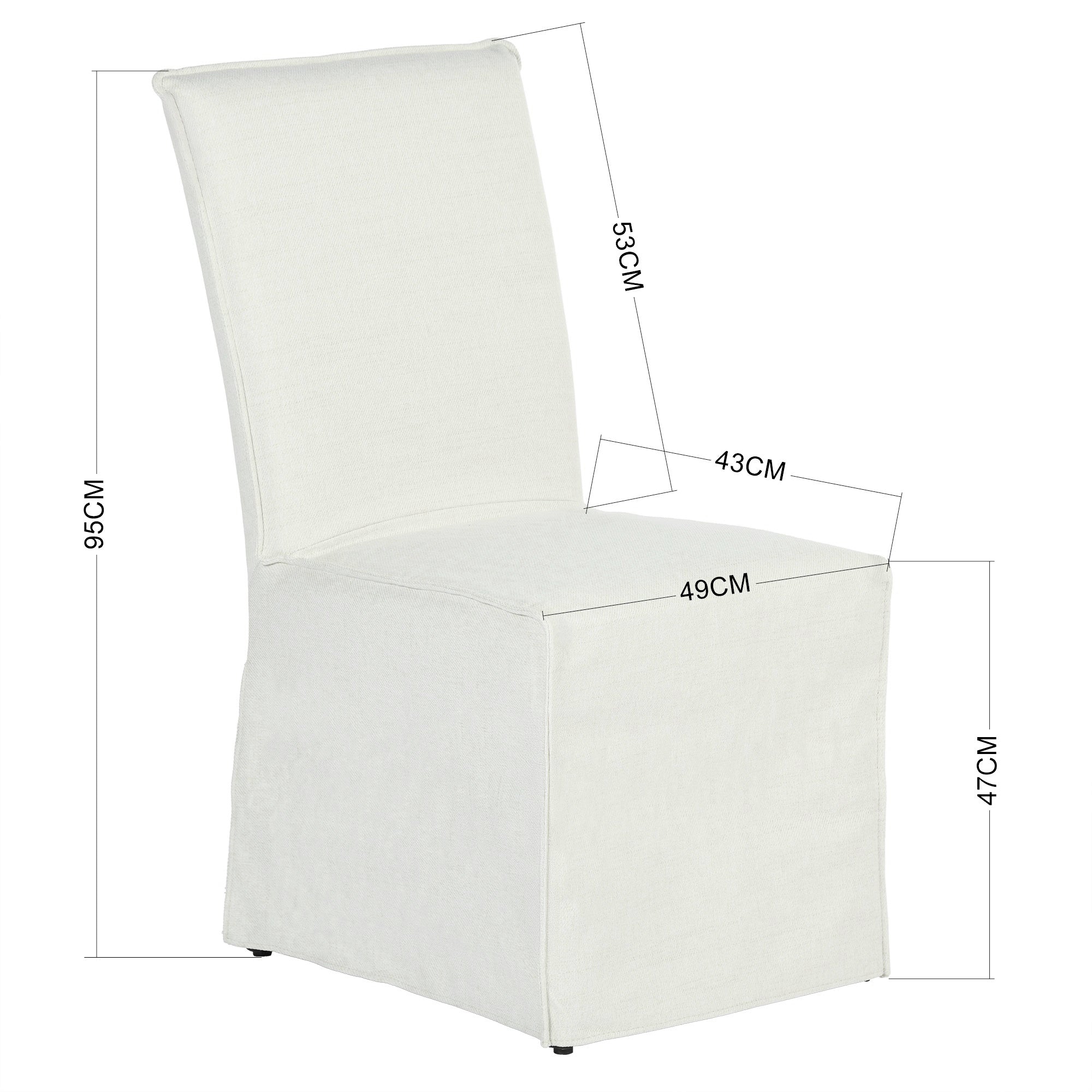 Homy Casa ELVO Beige Dining Chair 2PK 19.69" W x 25.79" D x 37.01" H Dining Seating Set