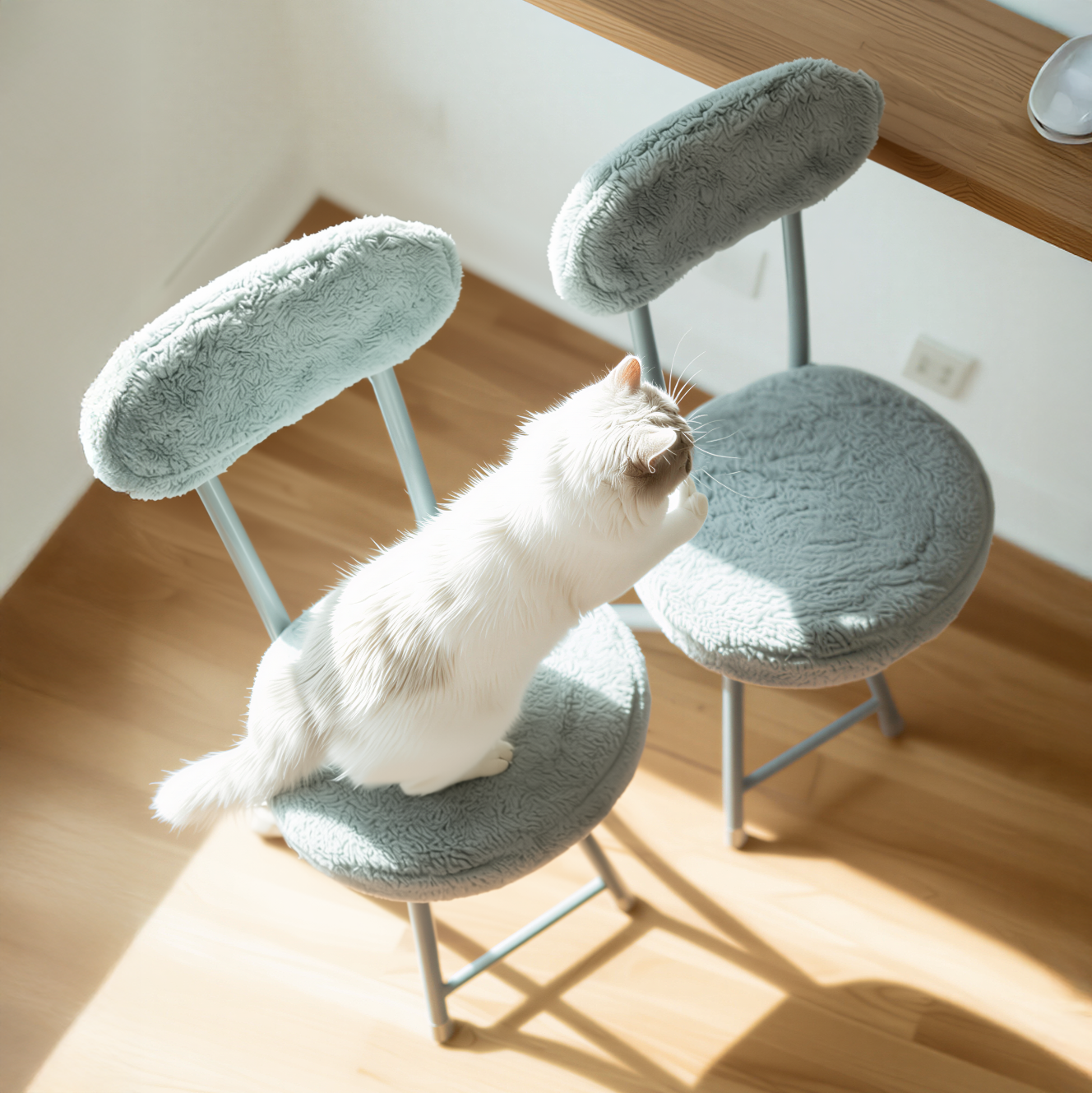 Ernst 4PC Faux Fur Upholstered Folding Chairs Padded Seat Space Saving