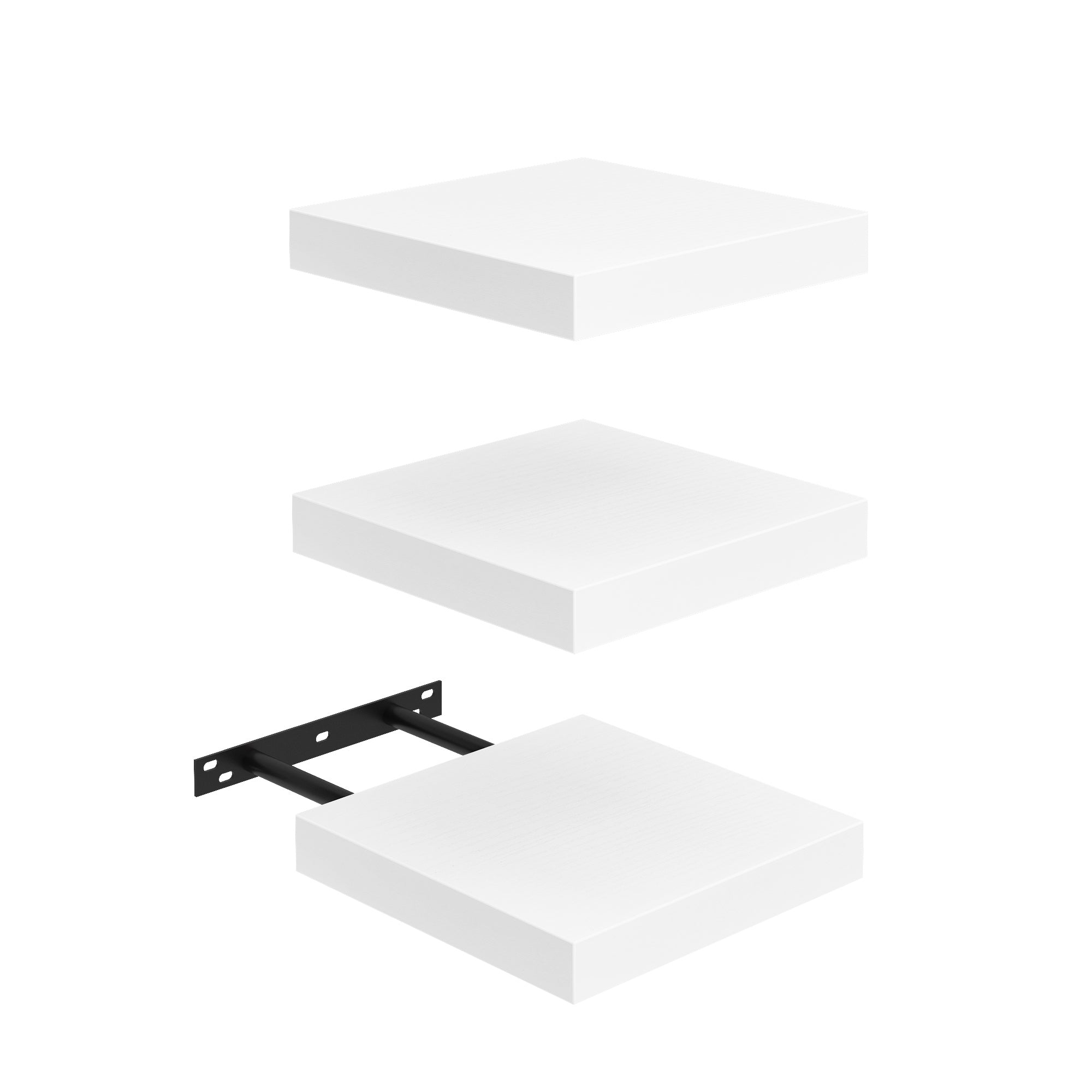 FAAS 8 Inch Floating Shelves Set of 3 White Wood Wall Shelves with Hidden Brackets for Bedroom Living Room Bathroom