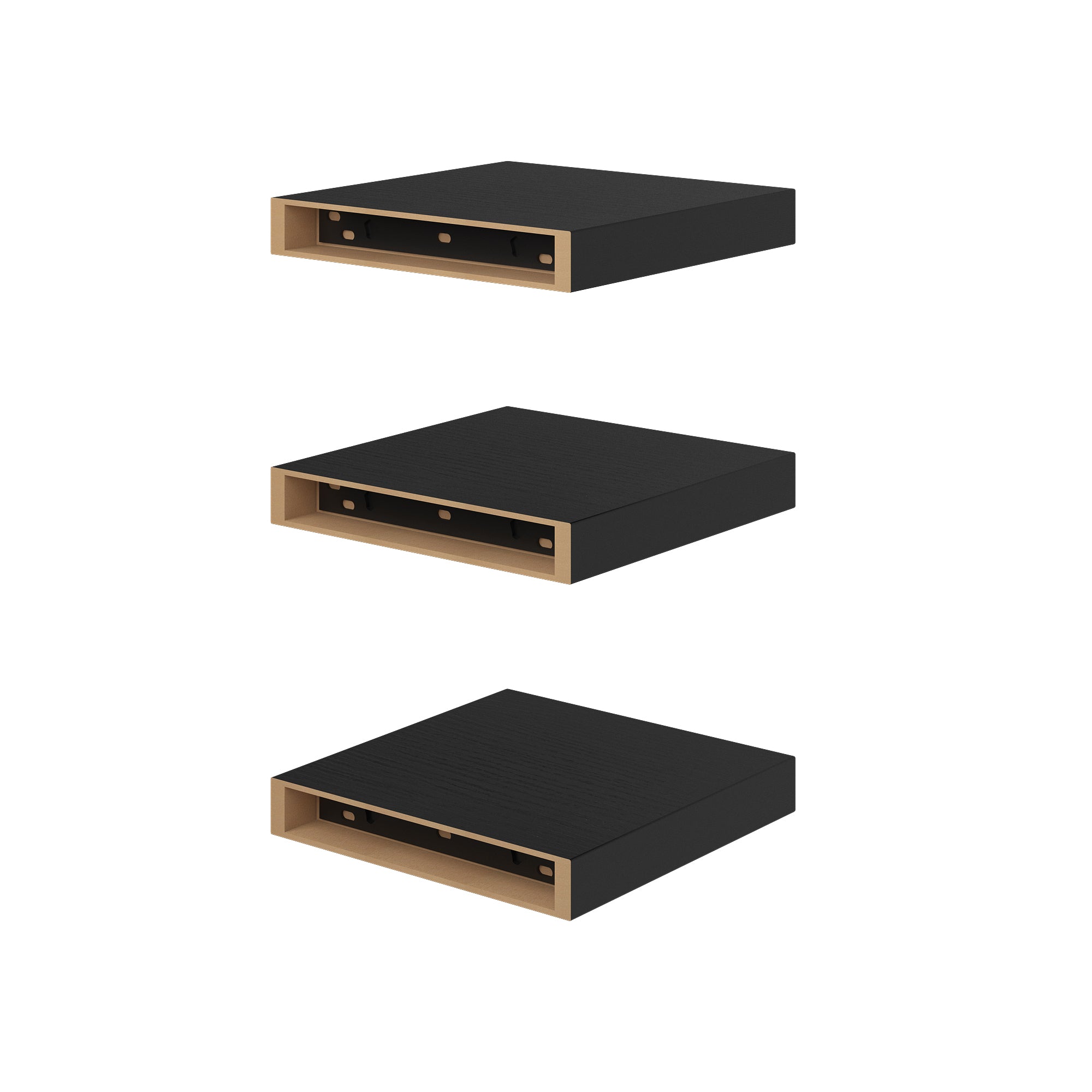 FAAS 8 Inch Floating Shelves Set of 3 White Wood Wall Shelves with Hidden Brackets for Bedroom Living Room Bathroom