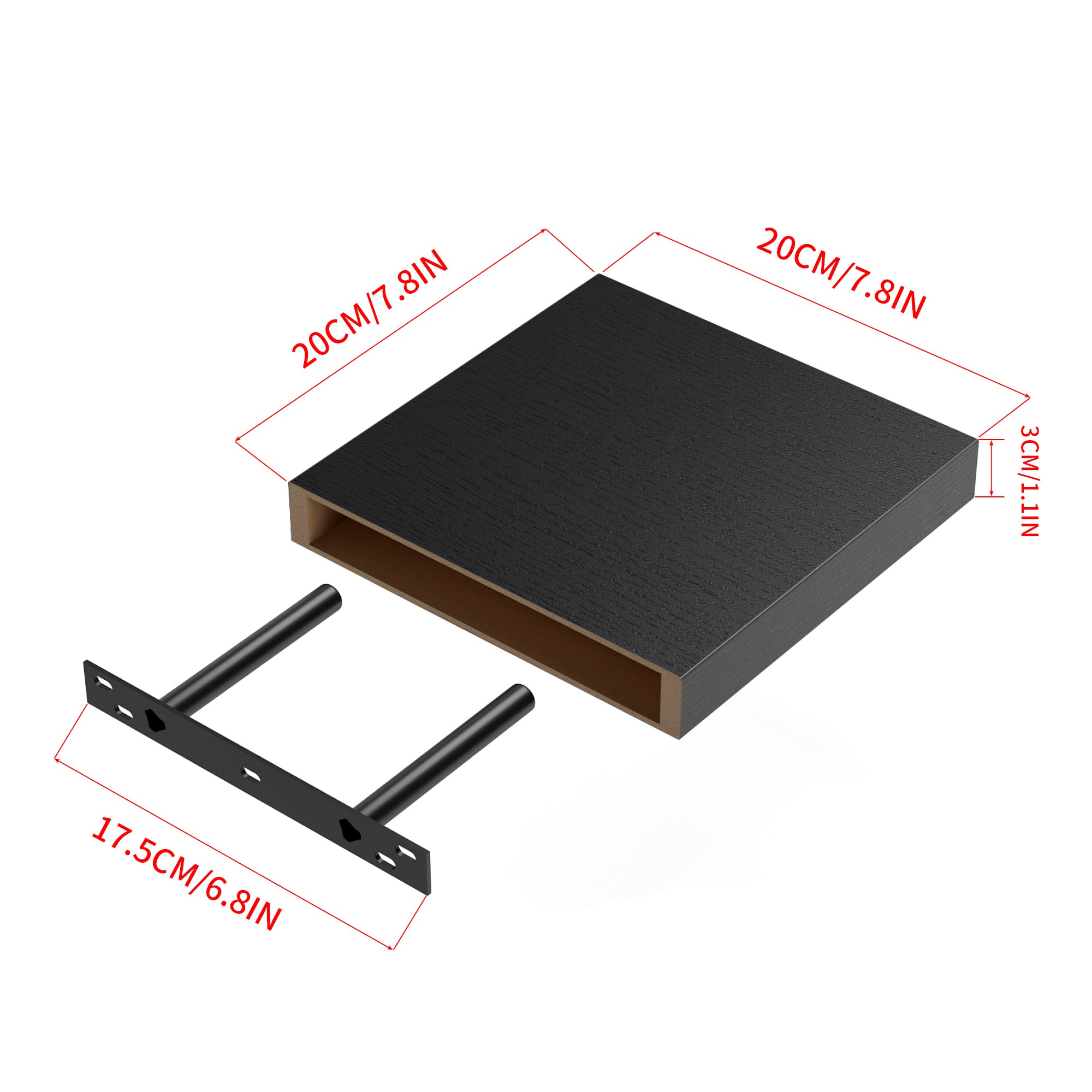 FAAS 8 Inch Floating Shelves Set of 3 White Wood Wall Shelves with Hidden Brackets for Bedroom Living Room Bathroom