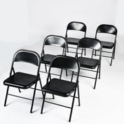 fair black folding chair set of 6 - black fabric upholstery - full metal frame modern style