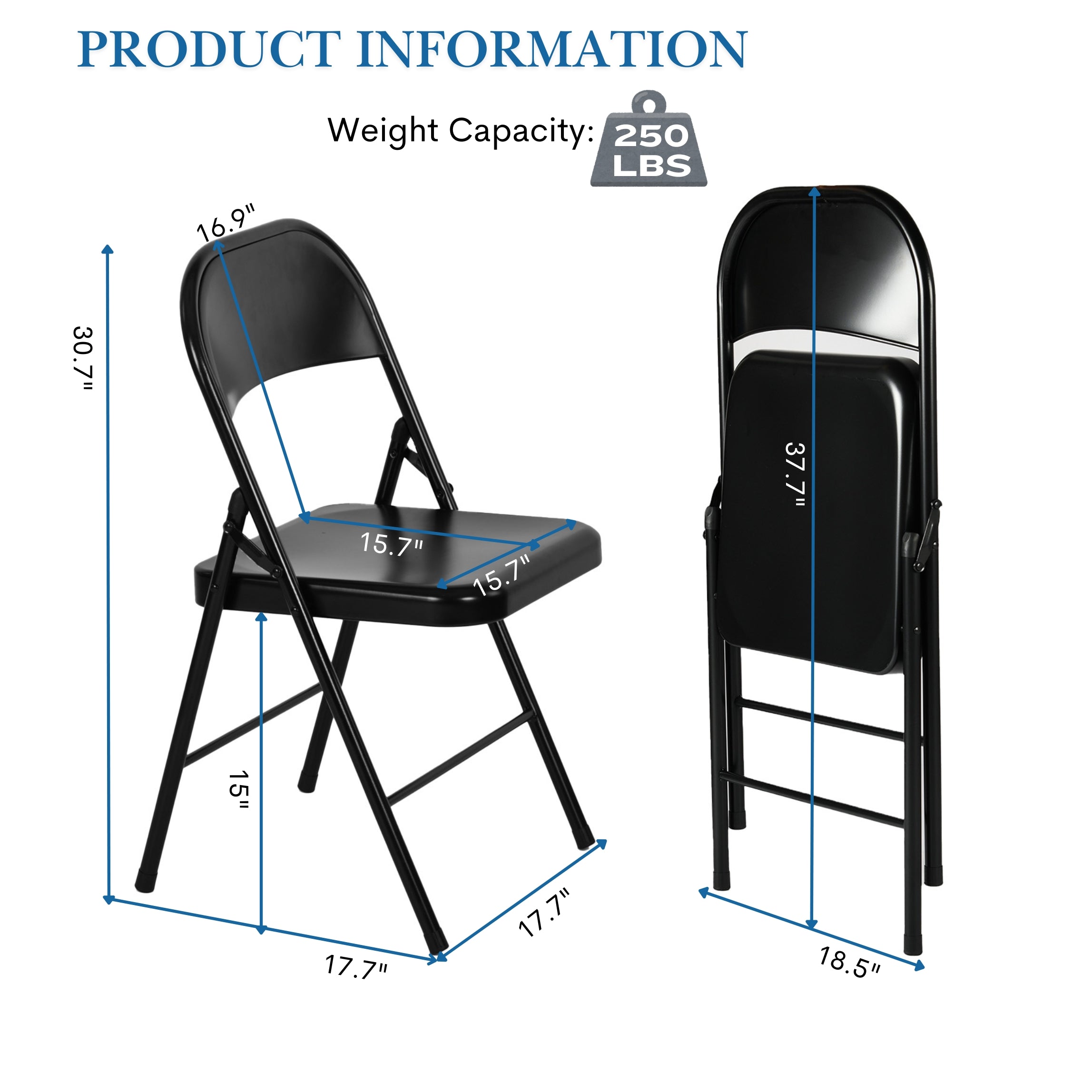 Fair Black Metal Folding Dining Chair Set of 4