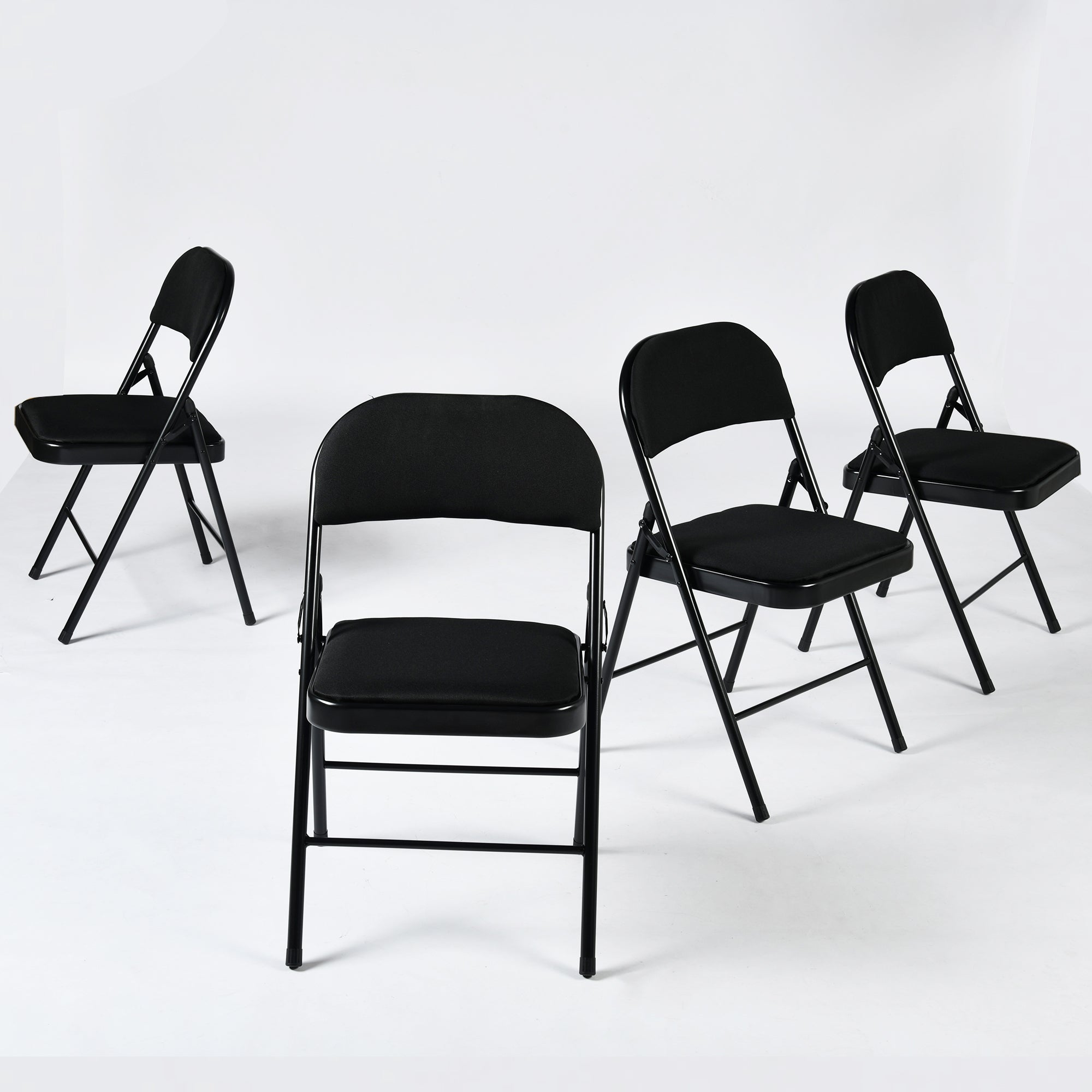 Fair Black Metal Folding Dining Chair Set of 4