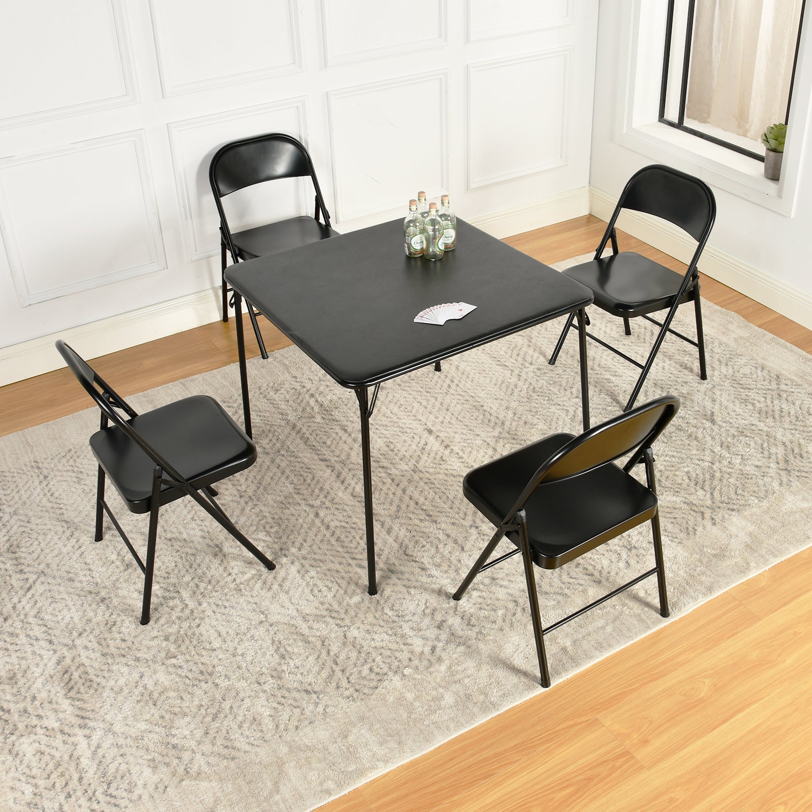 Fair Black Metal Folding Dining Chair Set