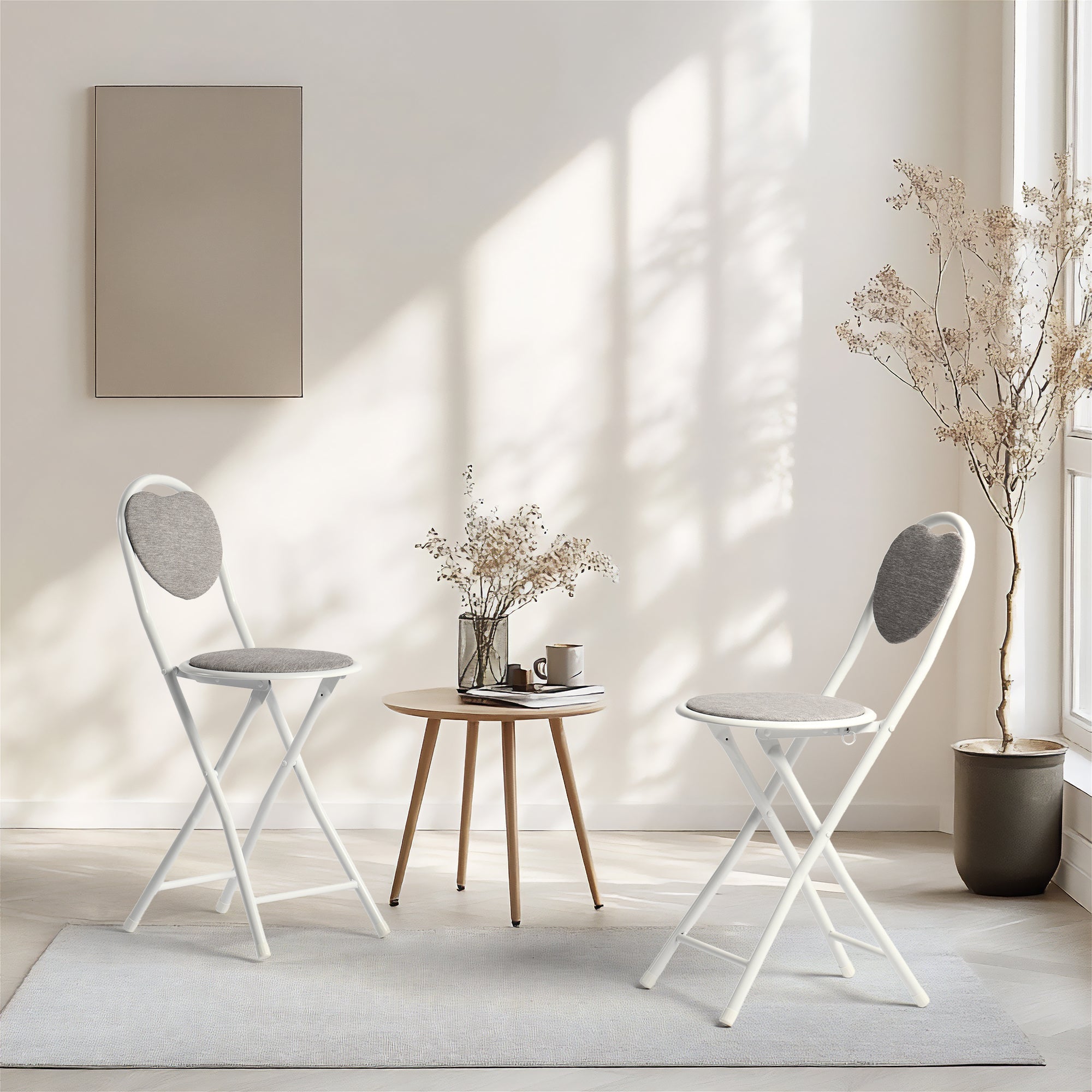 Stylish Heart-Back Folding Chairs, perfect for small Dining And Parties-HOMY CASA