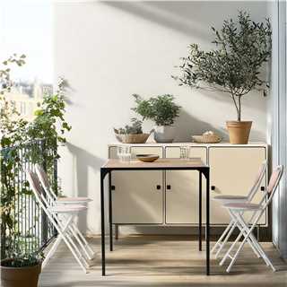 Homy Casa FARLEY 4PC Morandi Pink Folding Chairs Upholstered Seat Back Metal Frame