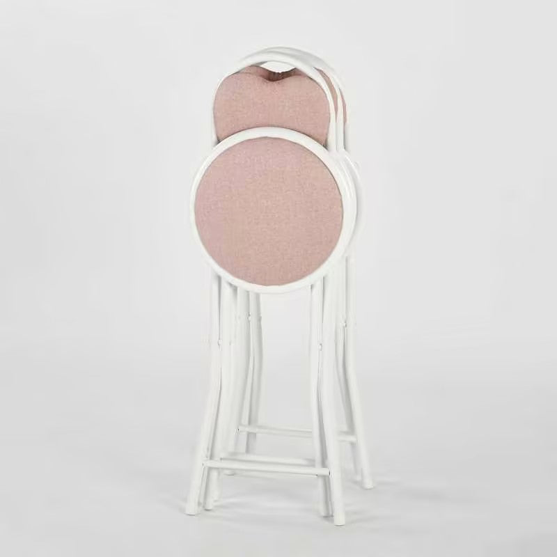 Homy Casa FARLEY 4PC Morandi Pink Folding Chairs Upholstered Seat Back Metal Frame