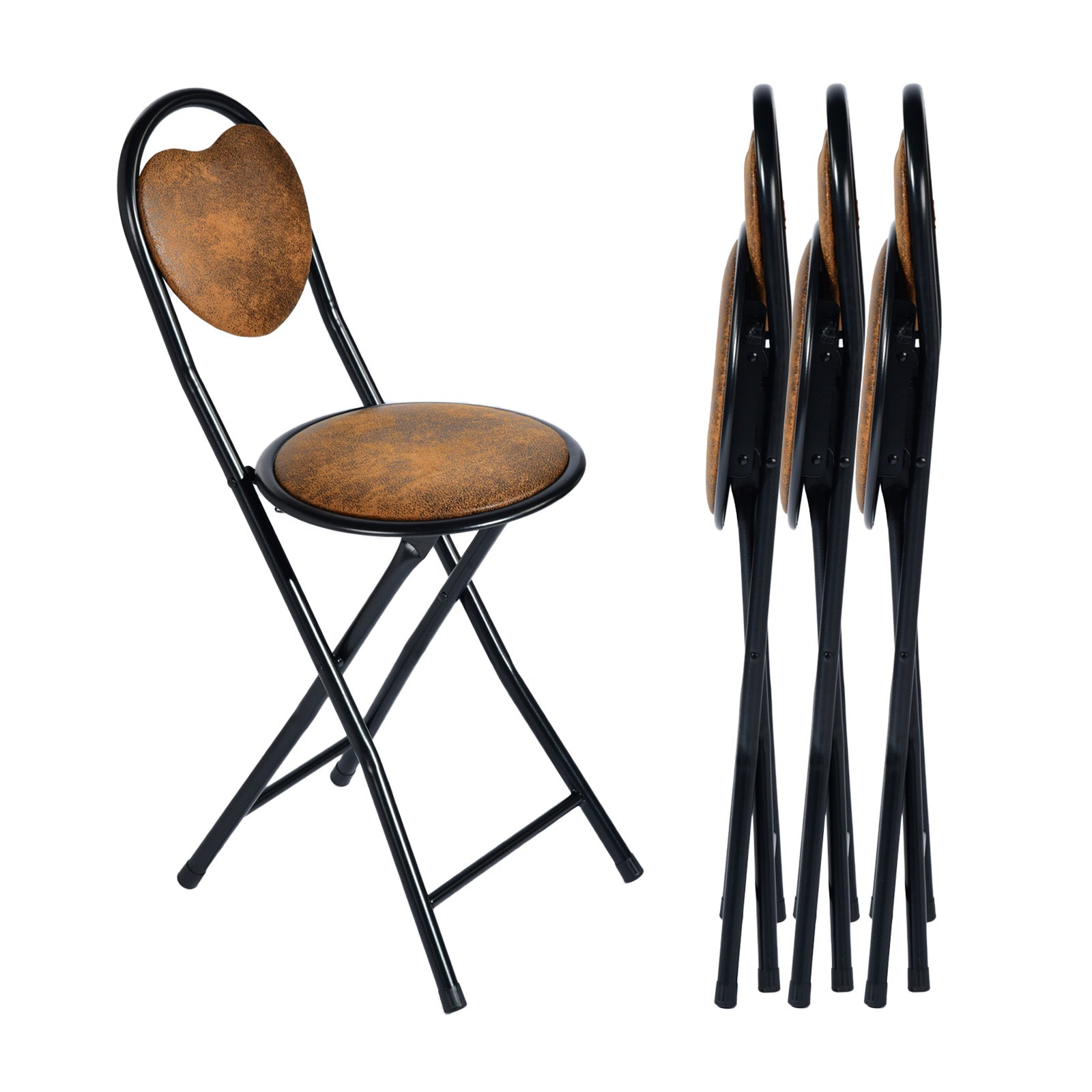 Stylish Heart-Back Folding Chairs, perfect for small Dining And Parties-HOMY CASA