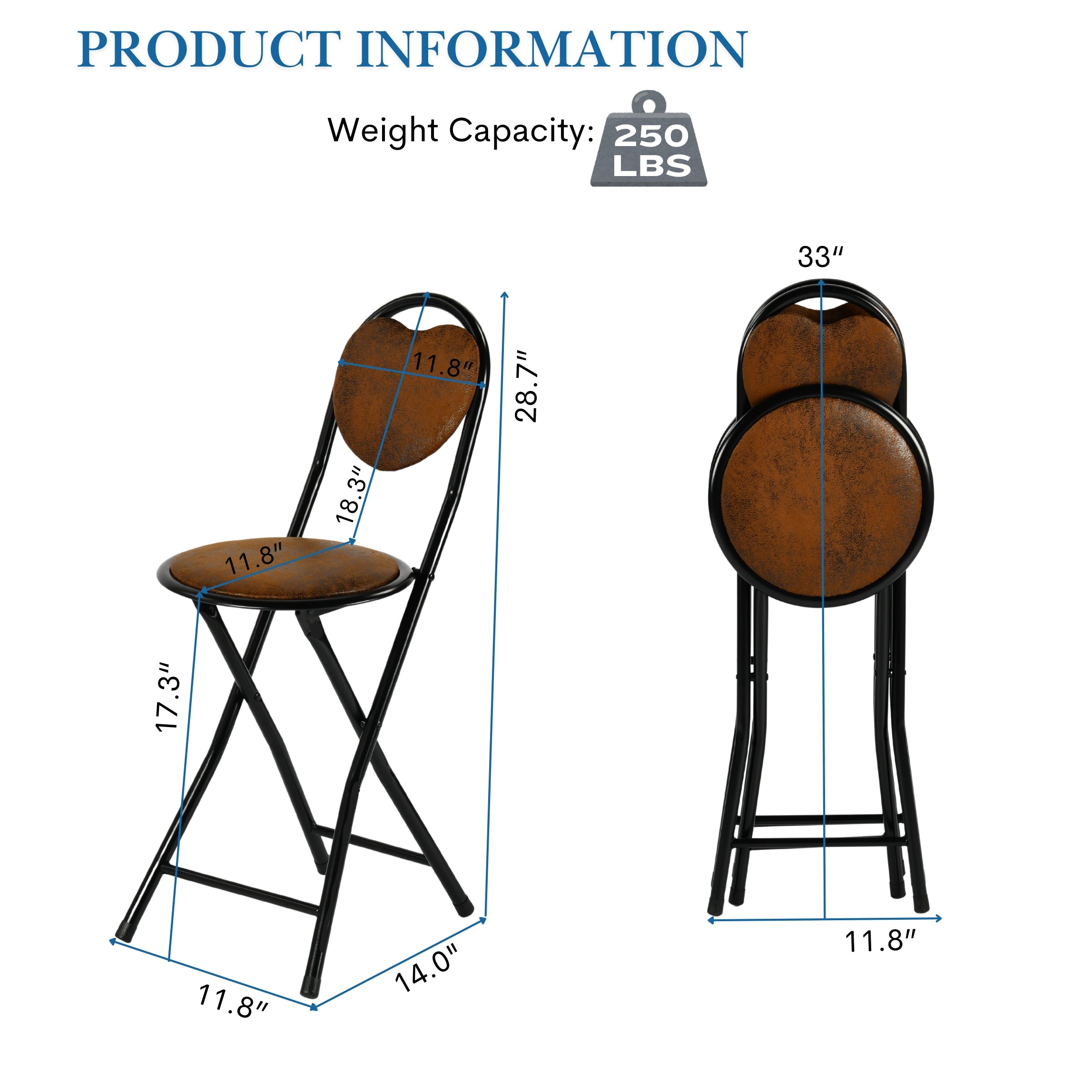 Stylish Heart-Back Folding Chairs, perfect for small Dining And Parties-HOMY CASA