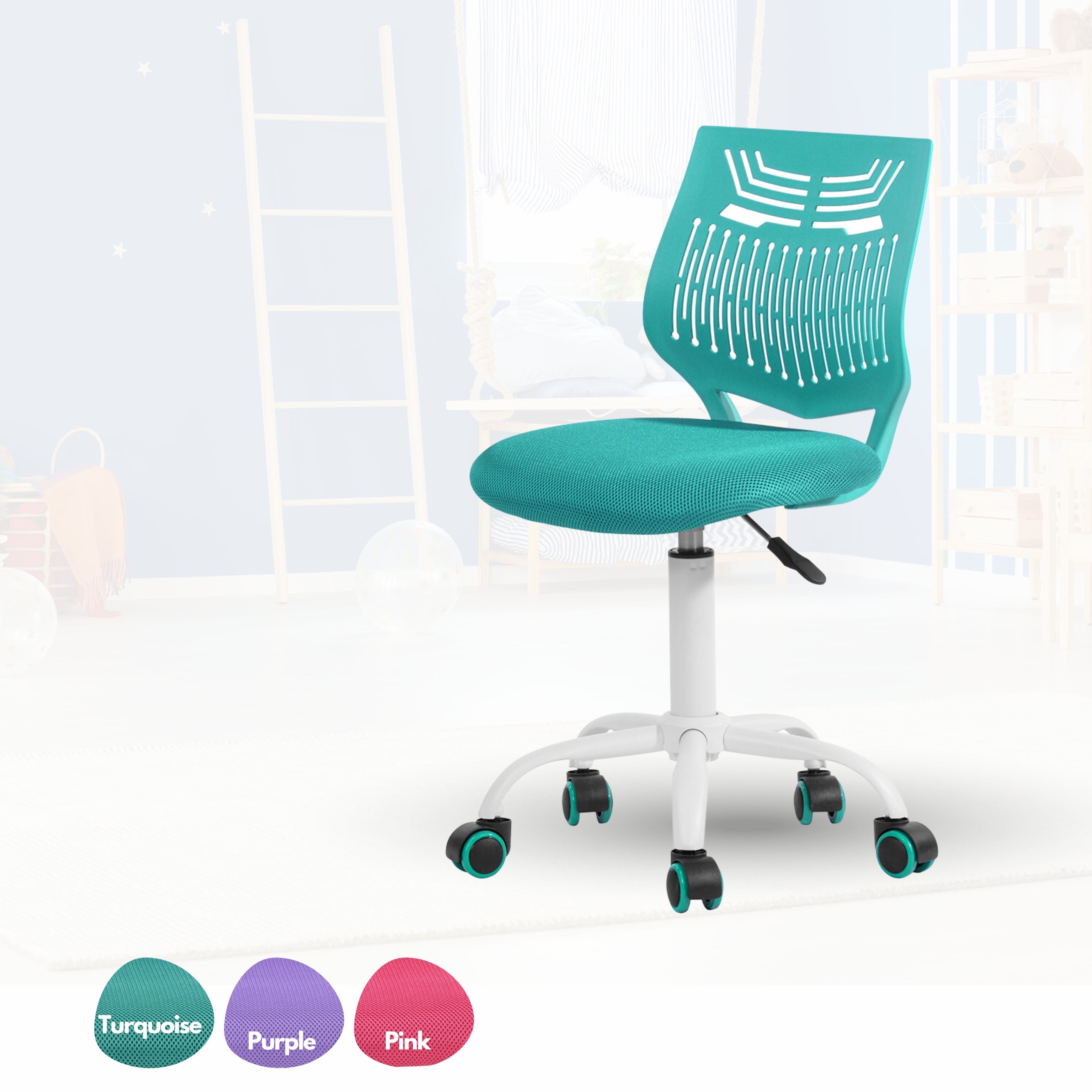 Homy Casa Favorsa Ergonomic Study Chair, Adjustable, Skeleton Backrest,Aqua
