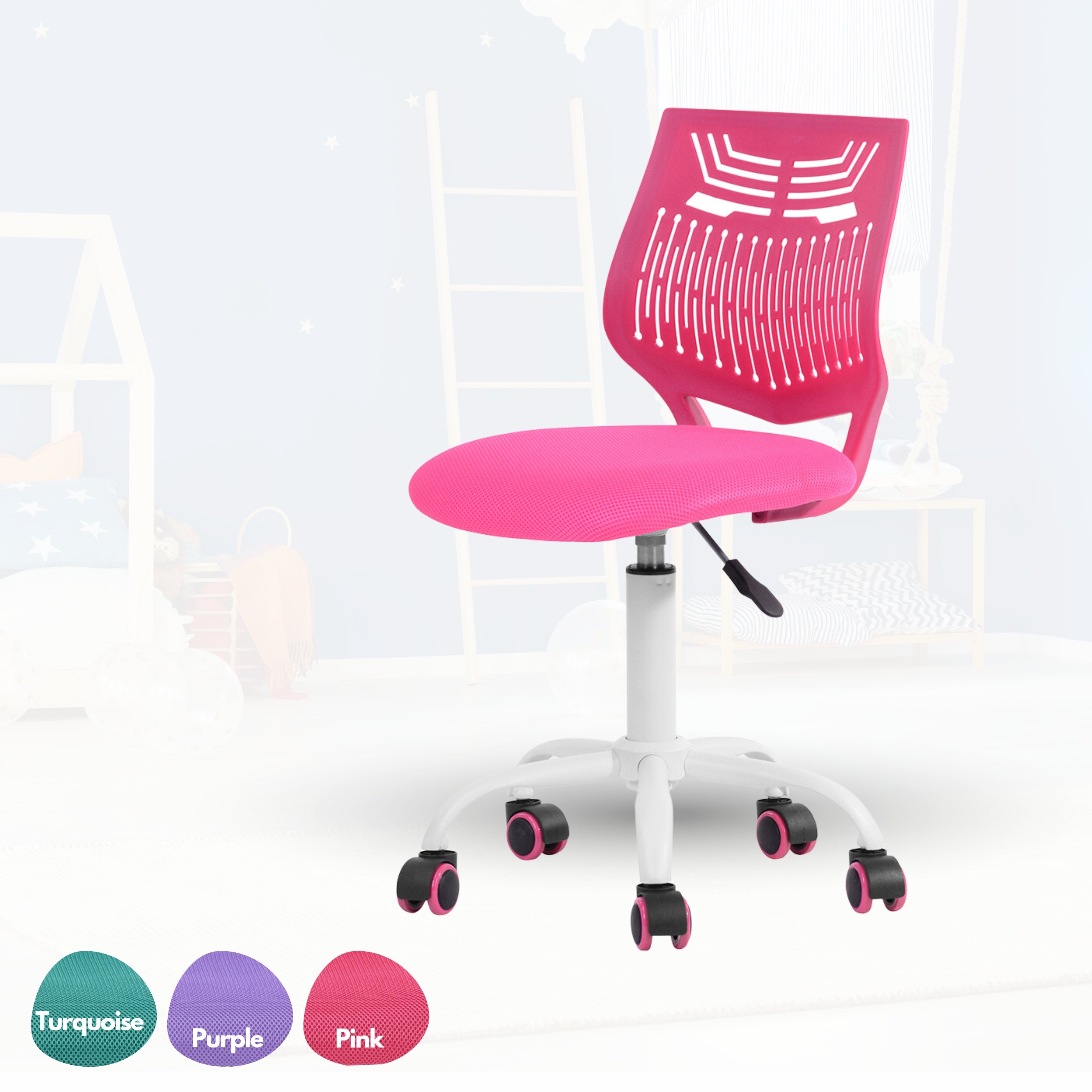 Homy Casa Favorsa Ergonomic Study Chair, Adjustable, Skeleton Backrest,Dark Rose