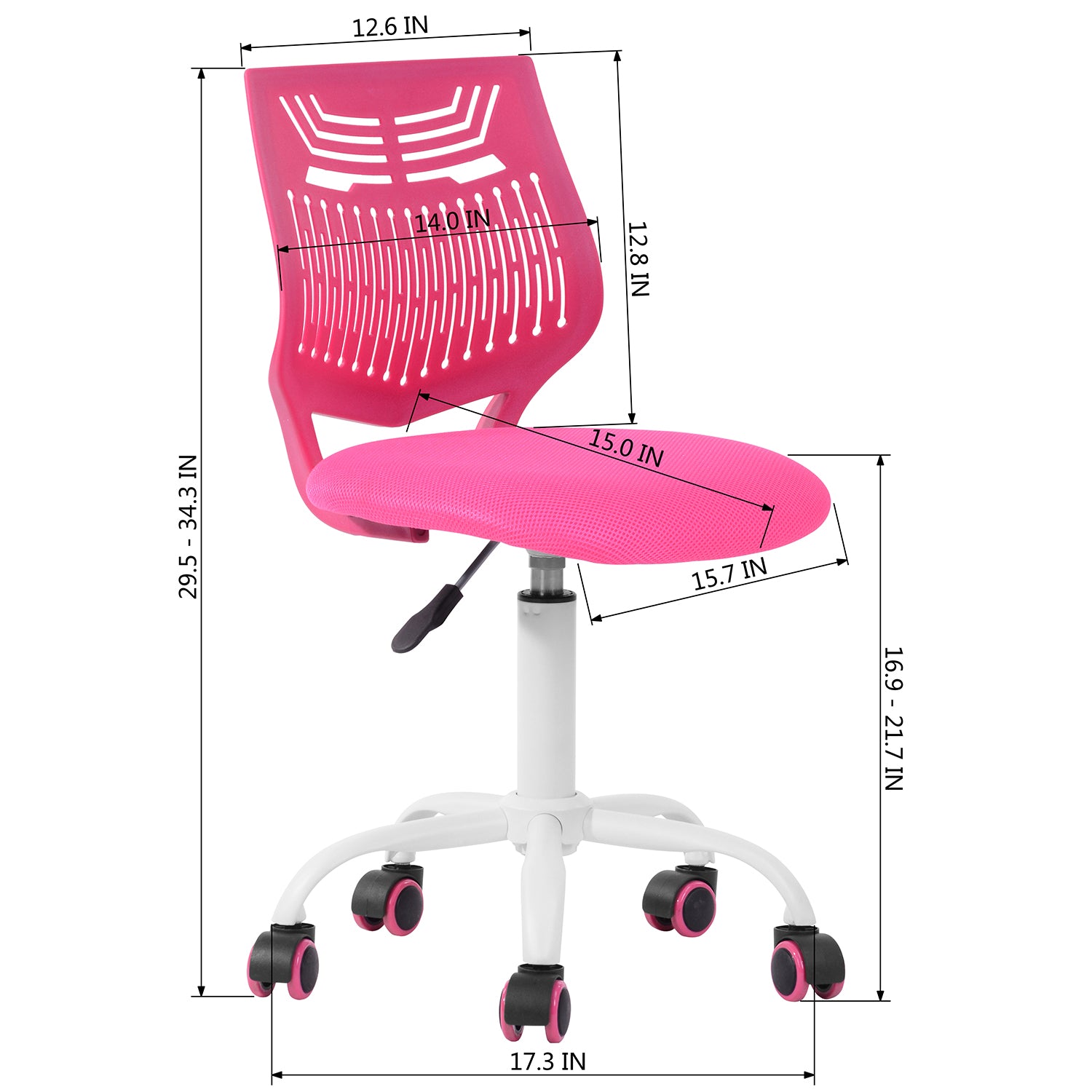 Homy Casa Favorsa Ergonomic Study Chair, Adjustable, Skeleton Backrest,Dark Rose