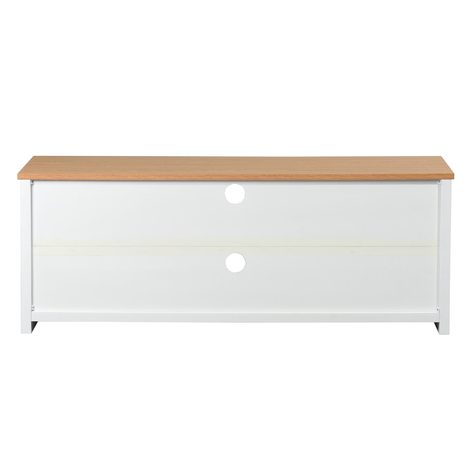 Homy Casa FAVRE 51" Storage TV Stand Cabinet with Doors and Open Shelves Wood Top White