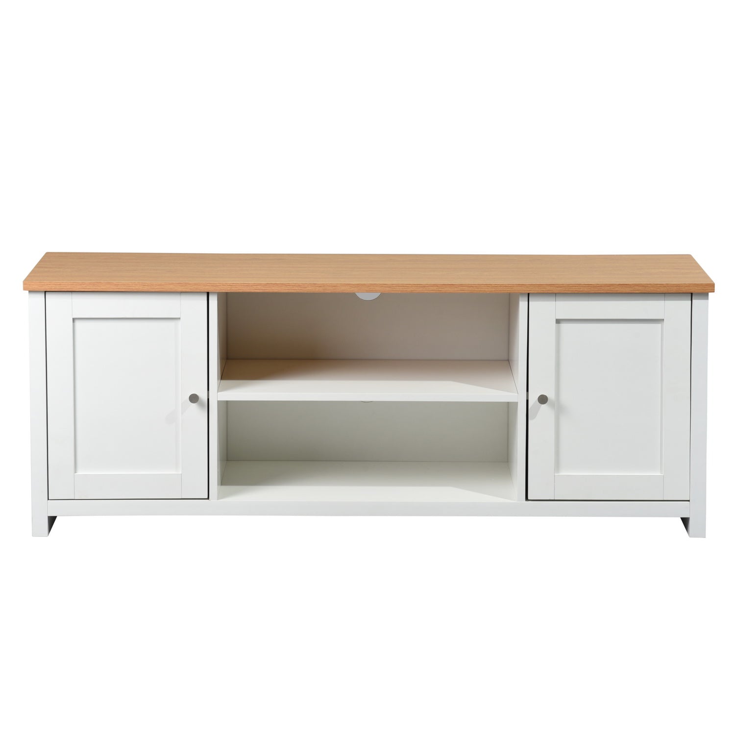 Homy Casa FAVRE 51" Storage TV Stand Cabinet with Doors and Open Shelves Wood Top White