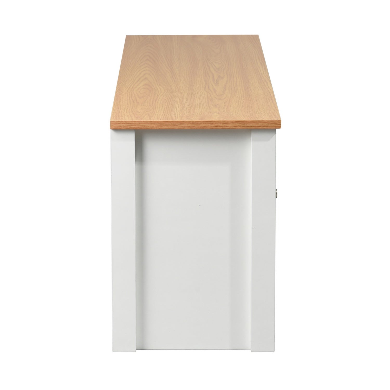 Homy Casa FAVRE 51" Storage TV Stand Cabinet with Doors and Open Shelves Wood Top White