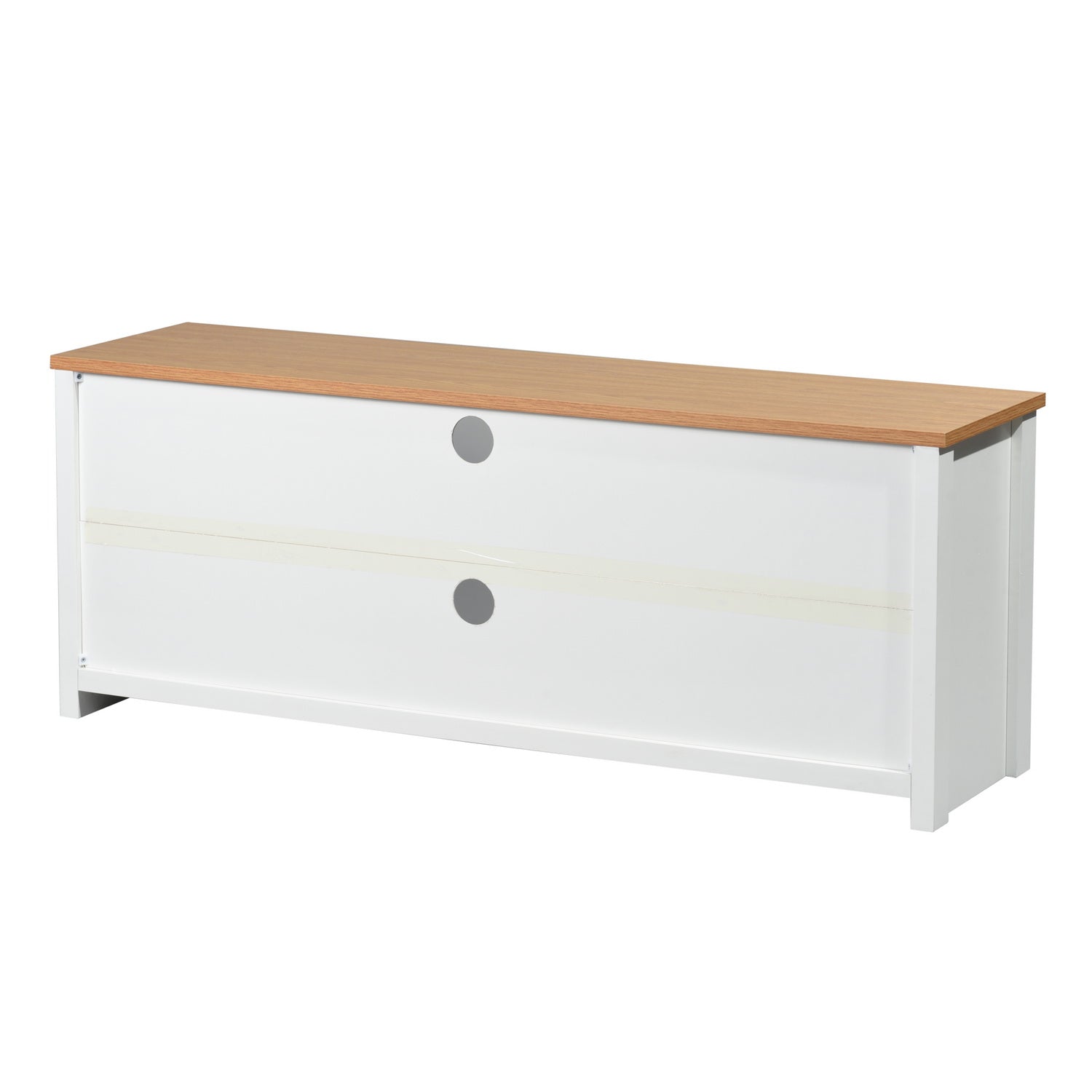 Homy Casa FAVRE 51" Storage TV Stand Cabinet with Doors and Open Shelves Wood Top White