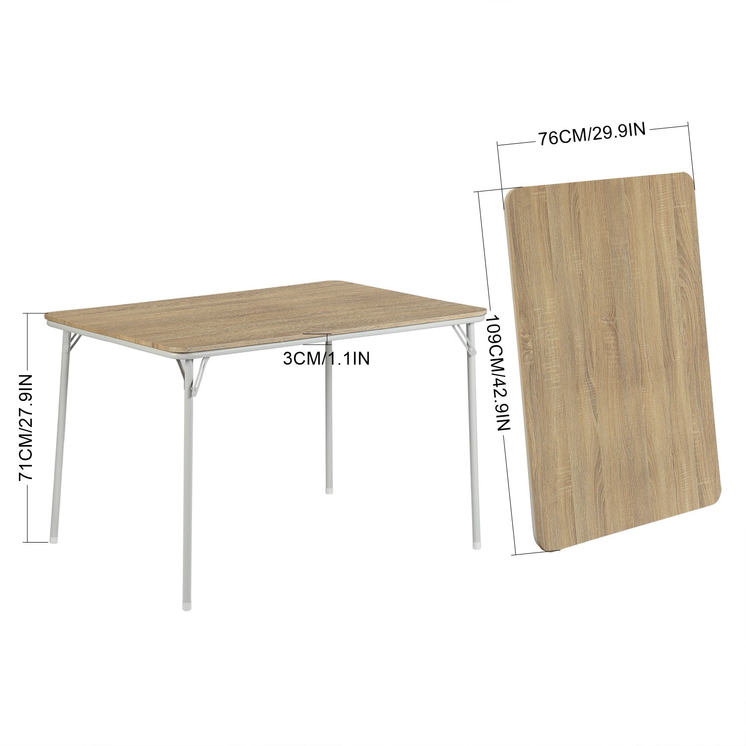 FernX 43” Wooden Folding Dining Table Oak White