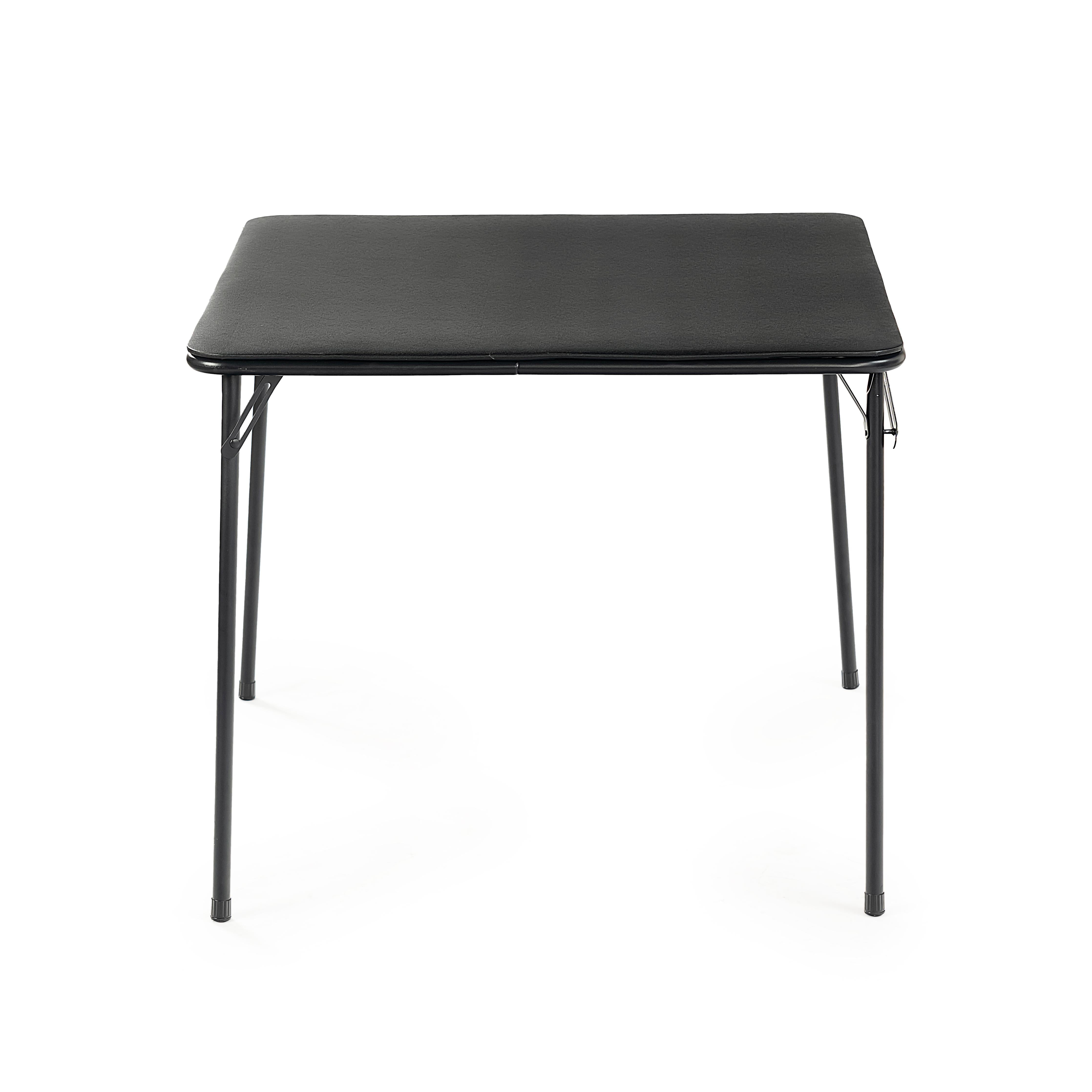 Homy Casa Fern 5PC Folding Dining Game Set 33.9” Square Table with 4 Mimosa Scandinavian Style Black Folding Chairs