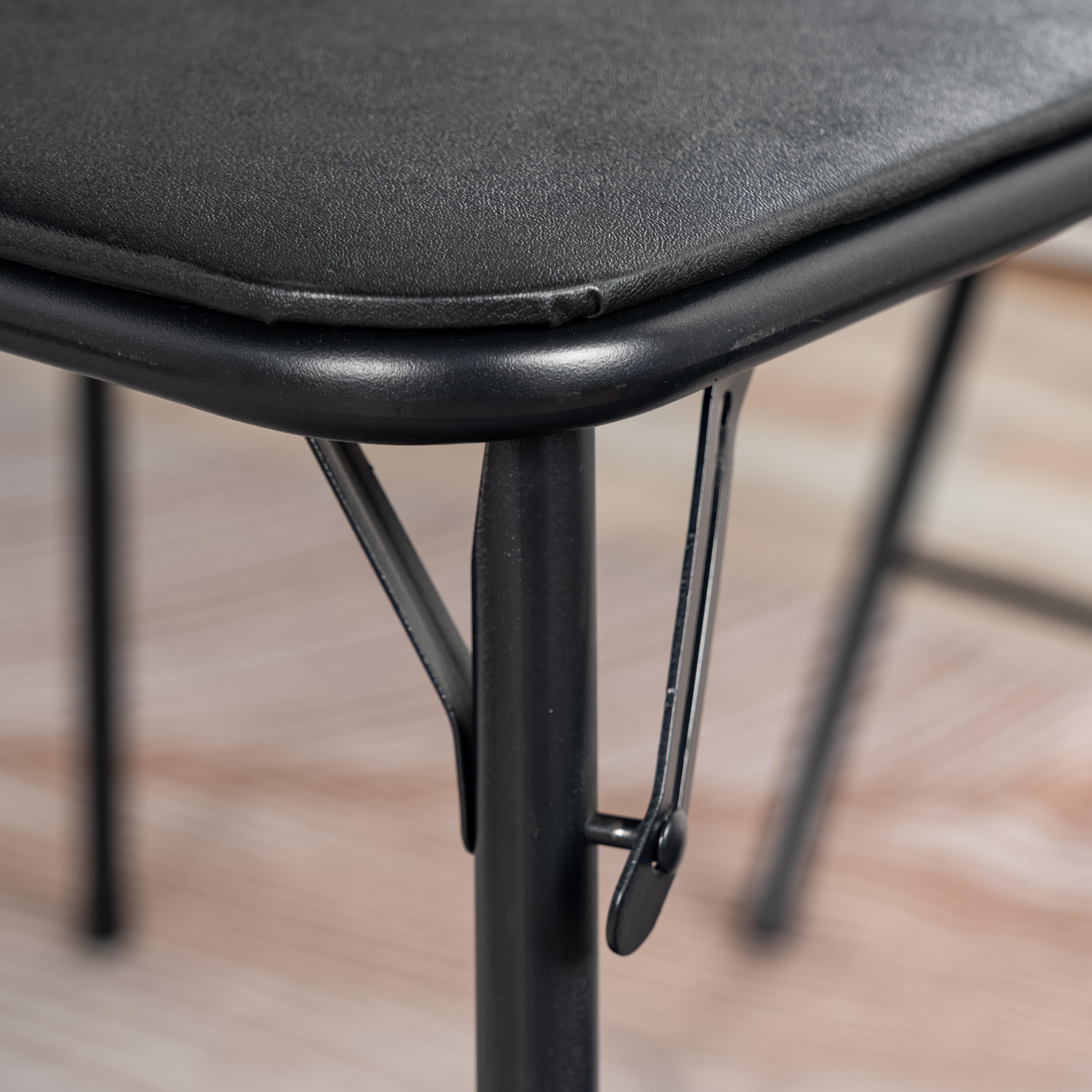 Homy Casa Fern 5 Piece Folding Table Set with 4 Fair Metal Foldable Chairs,Black