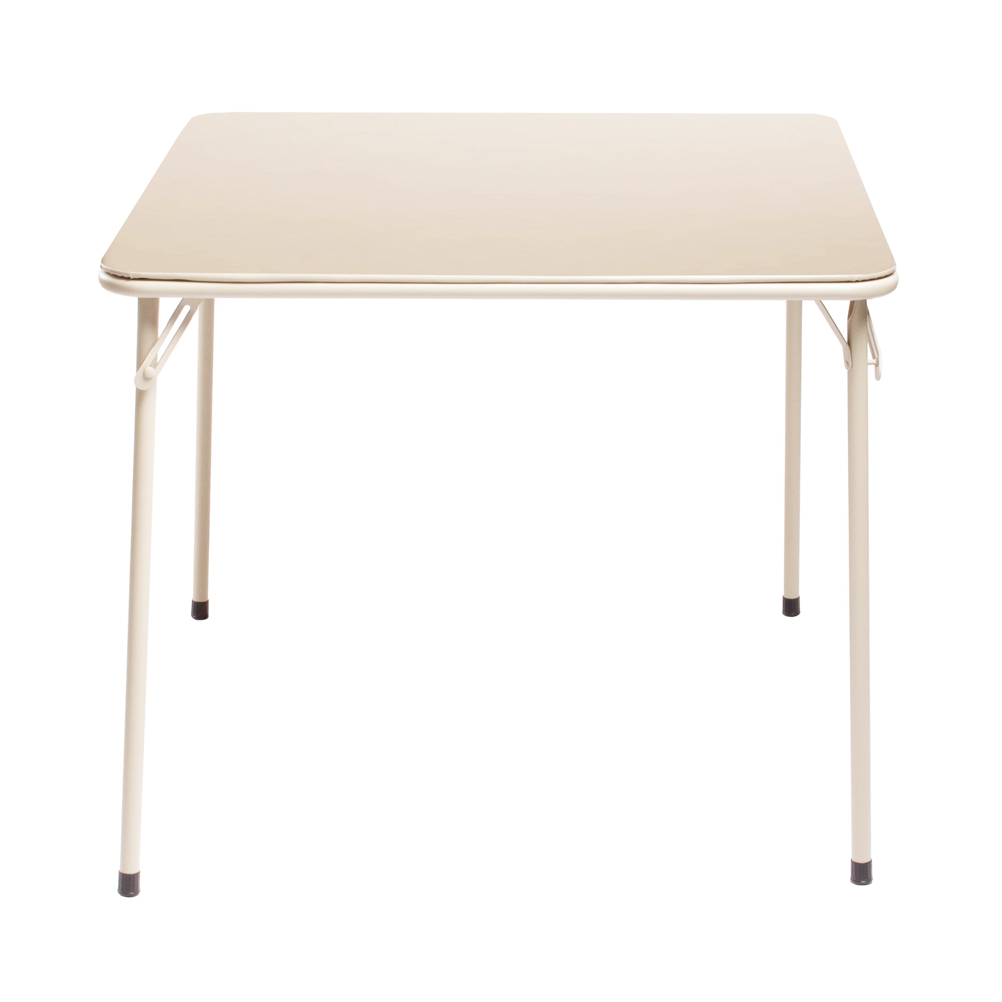 FERN Folding Square Card Table, 31.5" x 31.5", Easy-Clean PVC Top with Metal Folding Legs, Portable Dining and Game Table, Beige