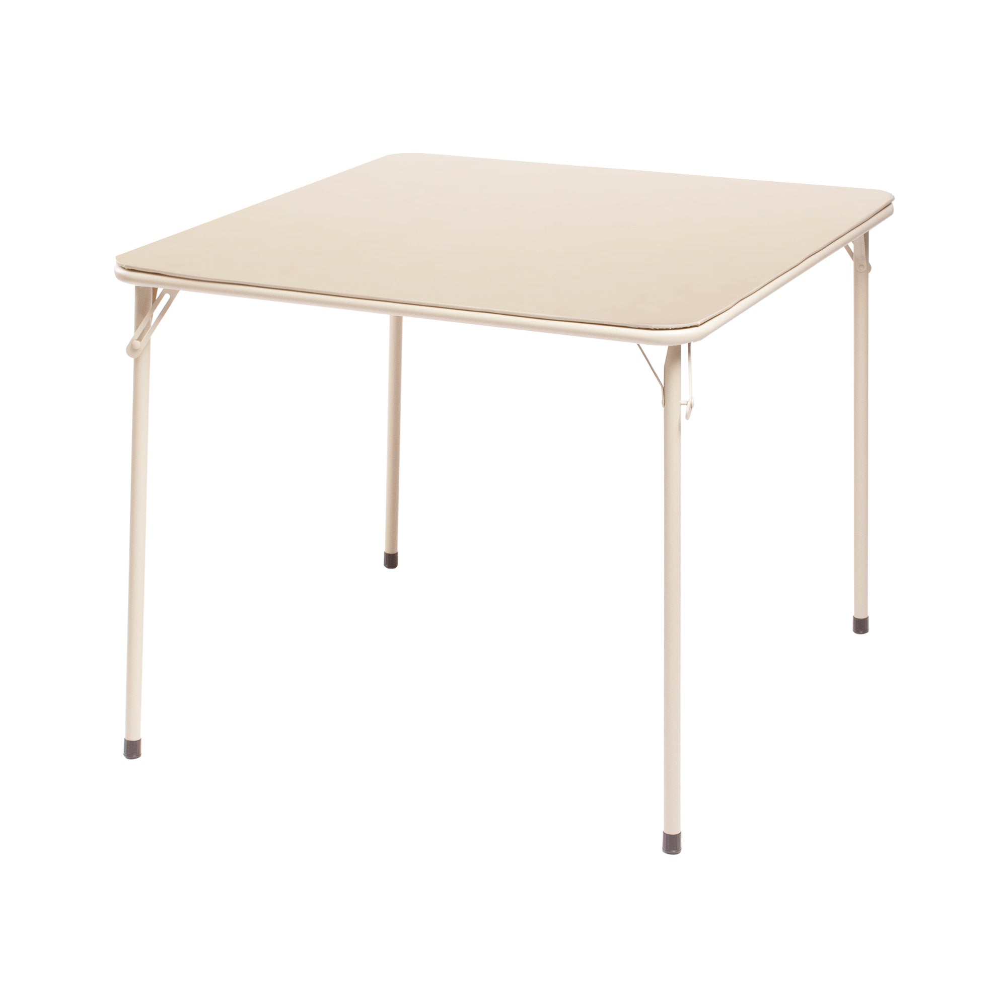 FERN Folding Square Card Table, 31.5" x 31.5", Easy-Clean PVC Top with Metal Folding Legs, Portable Dining and Game Table, Beige