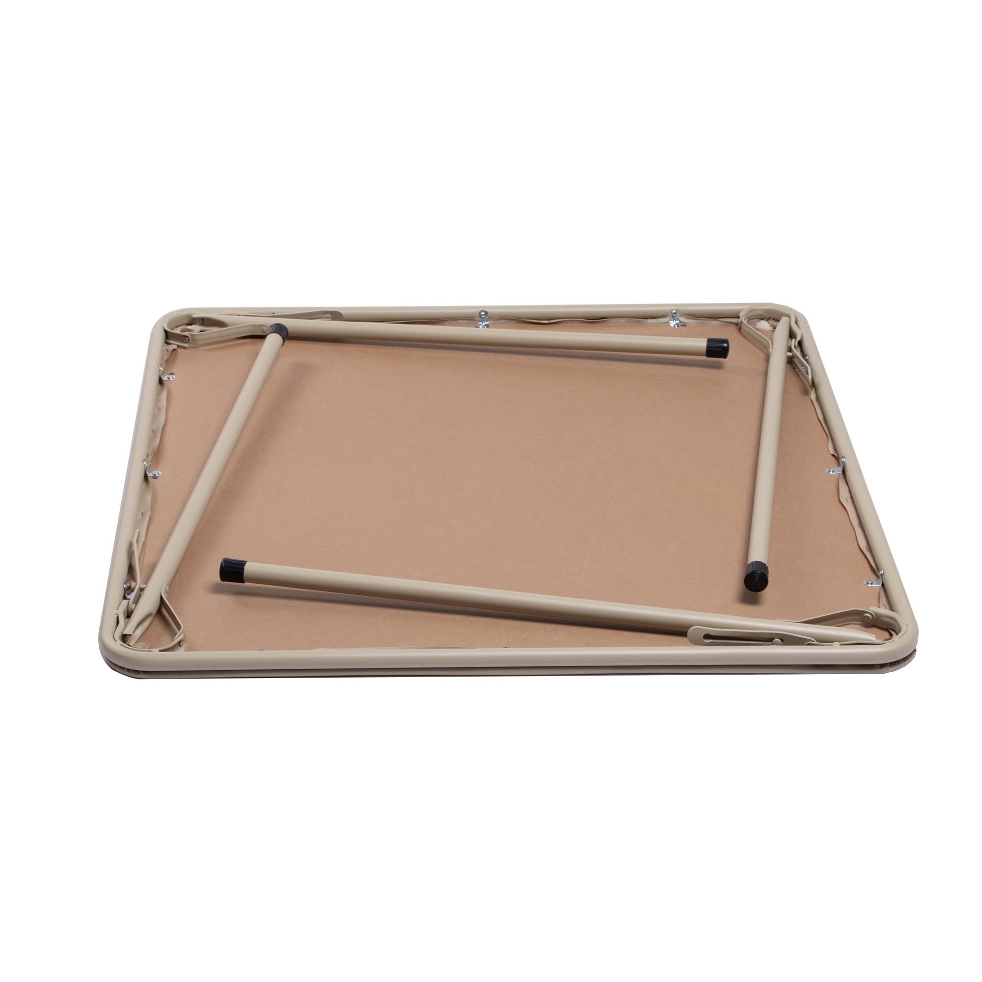 FERN Folding Square Card Table, 31.5" x 31.5", Easy-Clean PVC Top with Metal Folding Legs, Portable Dining and Game Table, Beige