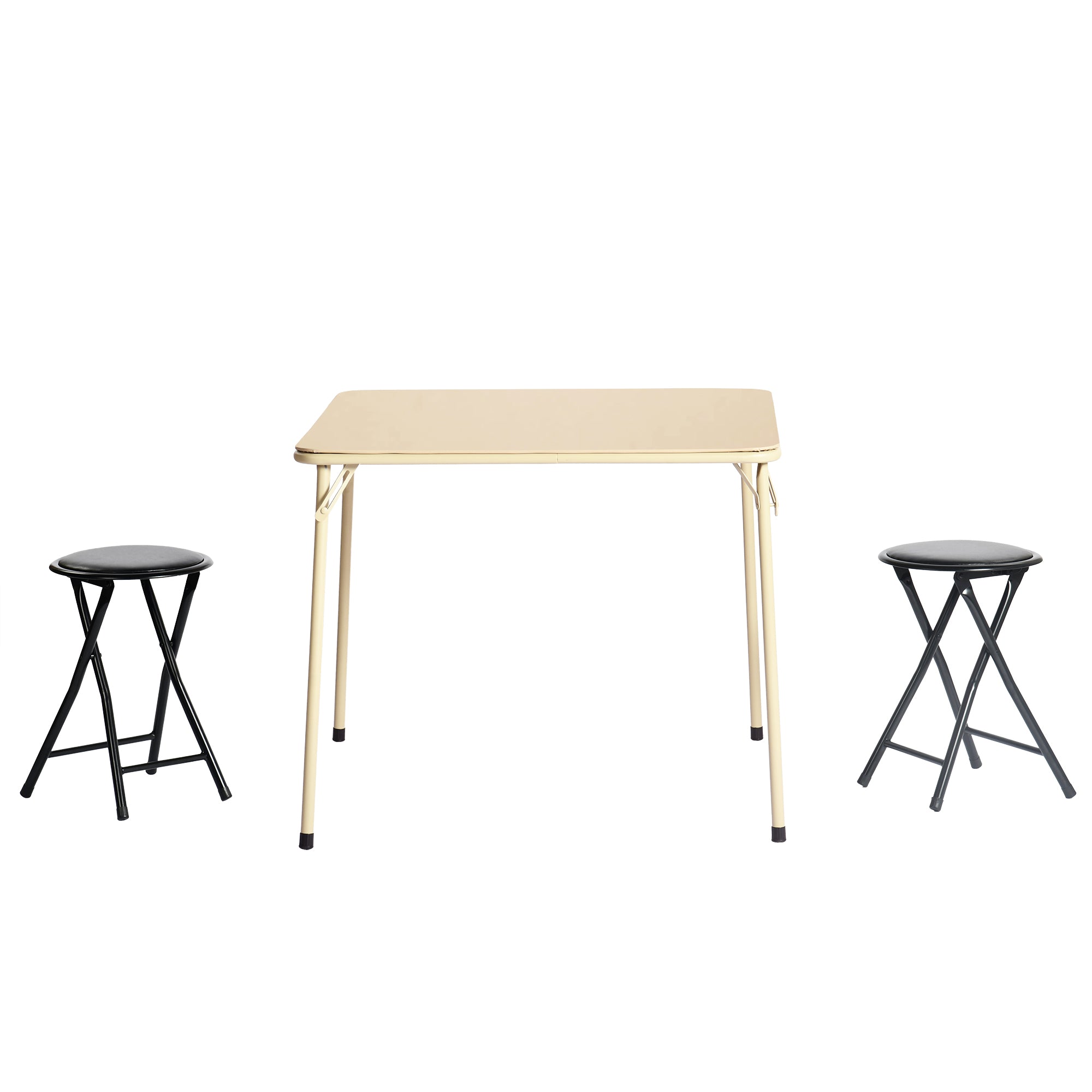 FERN Folding Square Card Table, 31.5" x 31.5", Easy-Clean PVC Top with Metal Folding Legs, Portable Dining and Game Table, Beige