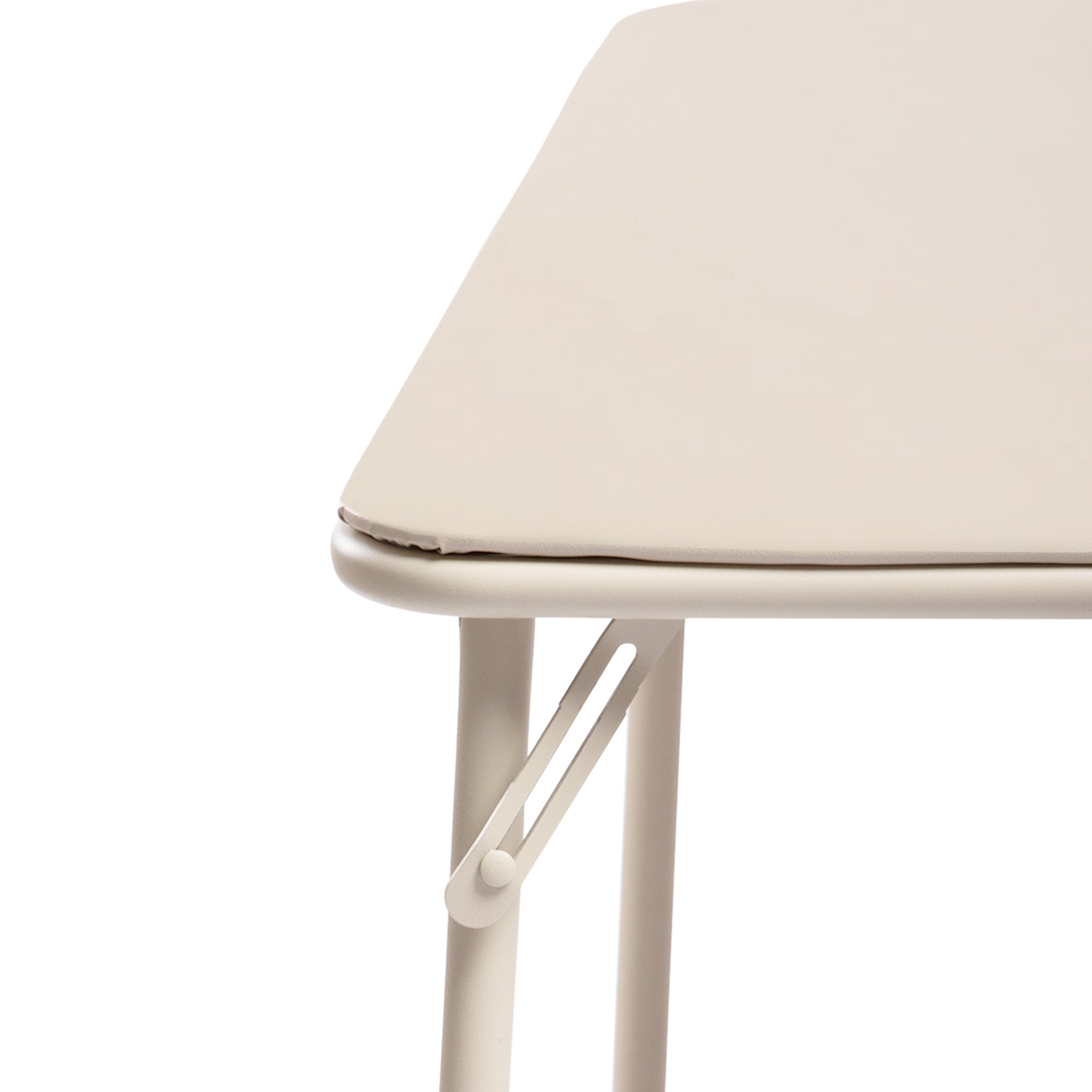 FERN Folding Square Card Table, 31.5" x 31.5", Easy-Clean PVC Top with Metal Folding Legs, Portable Dining and Game Table, Beige