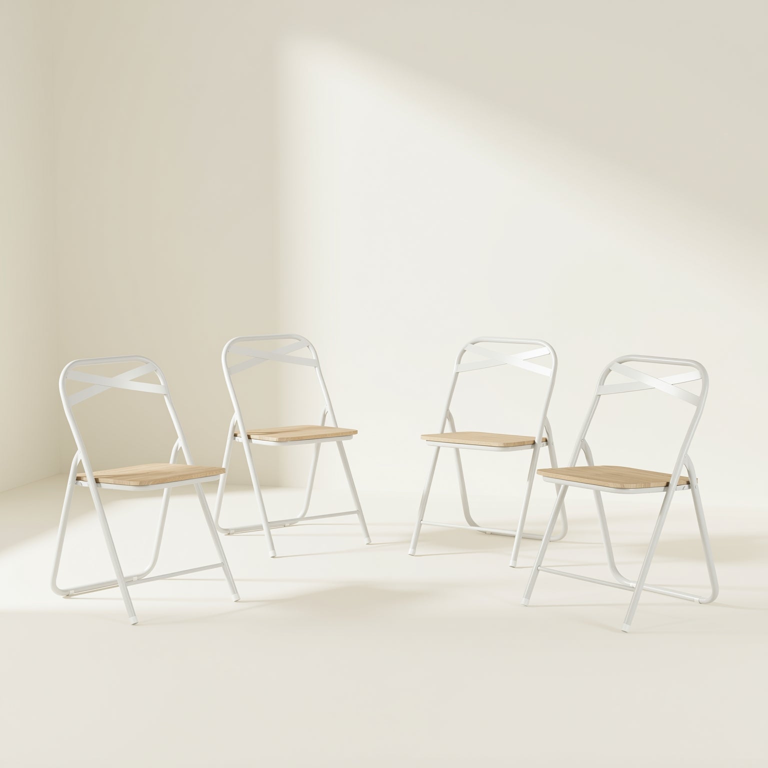 Homy Casa Fern White Antique wooden folding Chair X shape