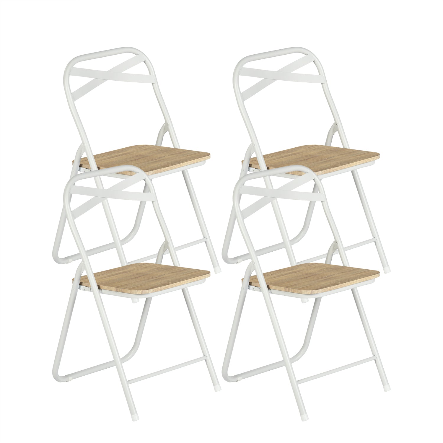 Homy Casa  Fern 5 Piece Folding Table Set with 4 Fern Foldable Chairs,White